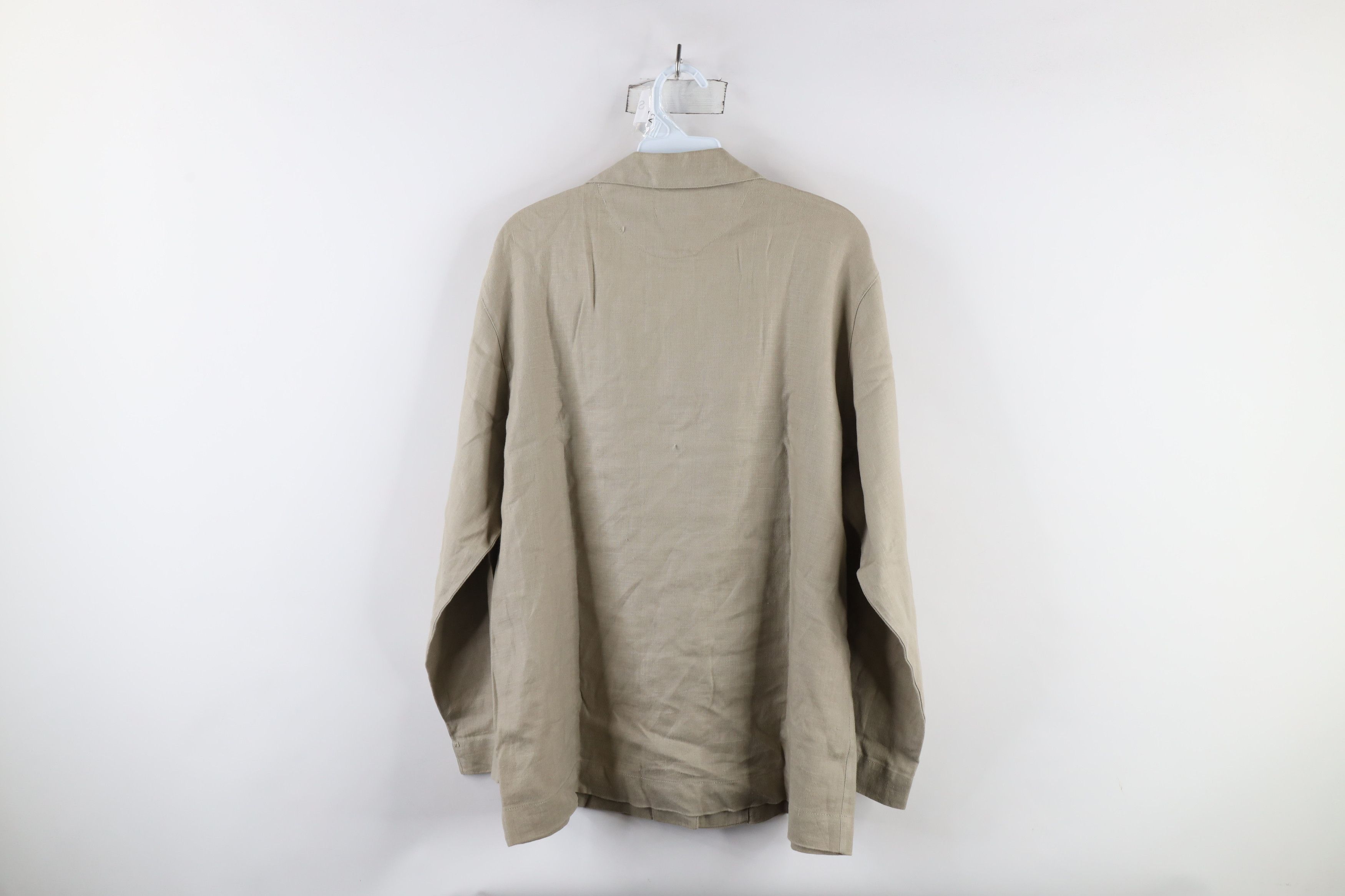 Esprit × Vintage Vintage 90s Esprit Linen Looped Collar Button Shirt Beige Size M / US 6-8 / IT 42-44 - 12 Thumbnail