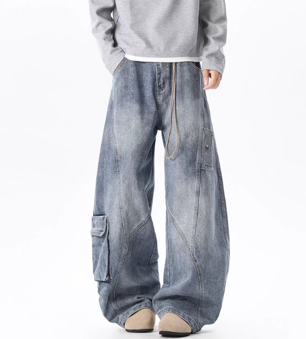Vintage Men's American-Style Distressed "Curved-Blade" Cargo Jeans Size US 32 / EU 48 - 1 Thumbnail