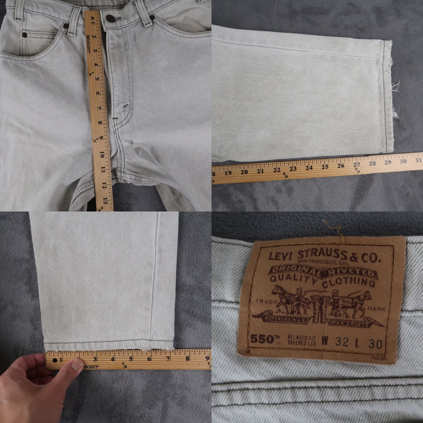Levi's VINTAGE Levi's 550 Jeans Mens Regular 32x30 Gray Denim 90s USA Made Relaxed Fit 5-Pocket Distressed Size US 32 / EU 48 - 9 Thumbnail