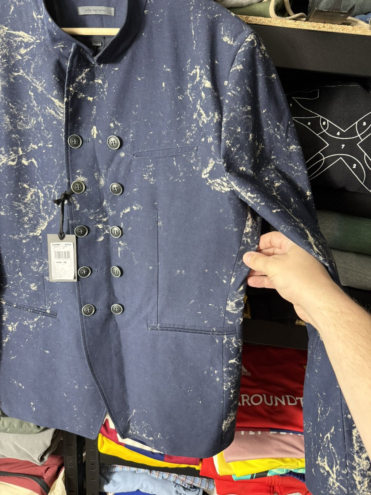 John Varvatos John Varvatos Archival Art Blazer Indigo Paint Splatter Rare Size US L / EU 52-54 / 3 - 6 Thumbnail