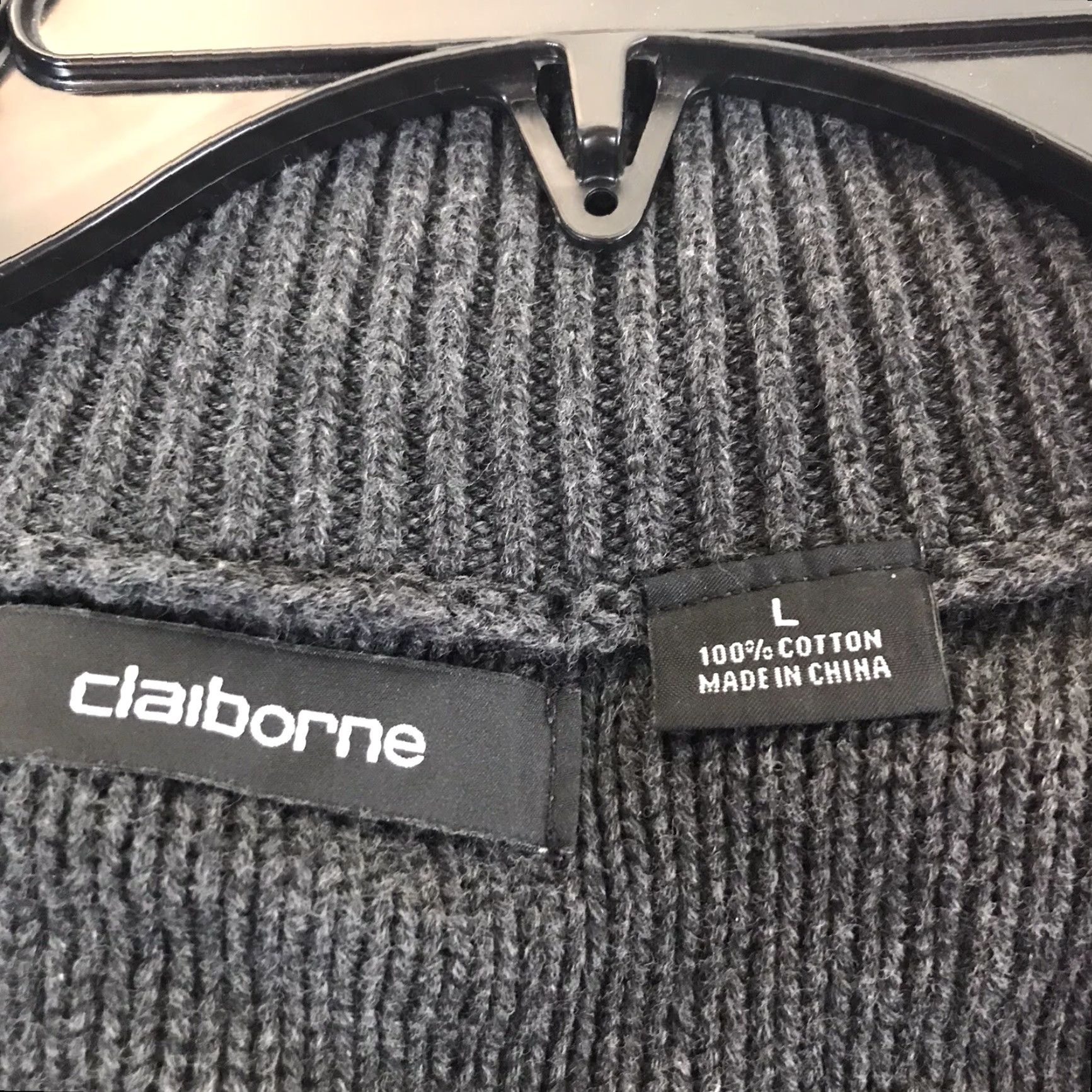 Liz Claiborne Claiborne Men's Cardigan Sweater L Gray Cotton Knit Long Sleeve Button Casual Fall Winter Size US L / EU 52-54 / 3 - 3 Thumbnail