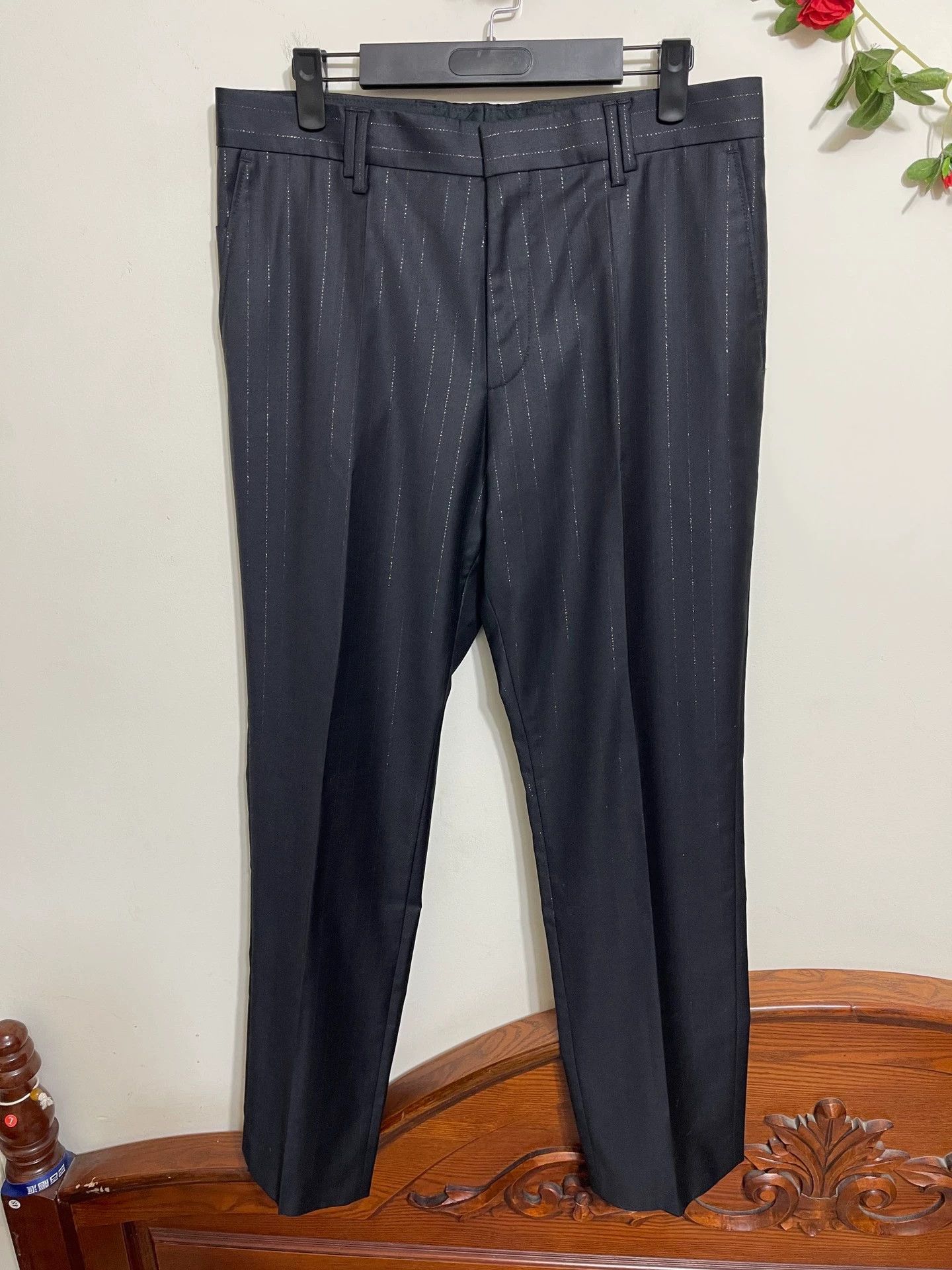 Hugo Boss Hugo Boss Silver Stripe Slim Fit Suit 48 EU Size 48R - 3 Thumbnail