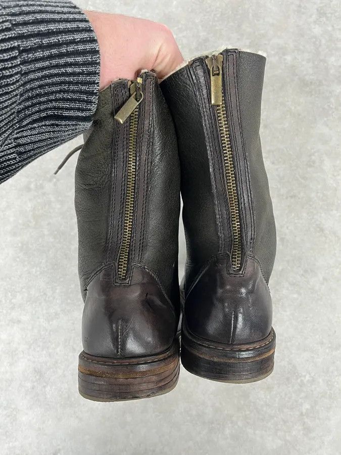 Dolce & Gabbana Dolce & Gabbana Brown Leather Lace-Up Boots Shearling-Lined Size US 8 / EU 41 - 6 Thumbnail