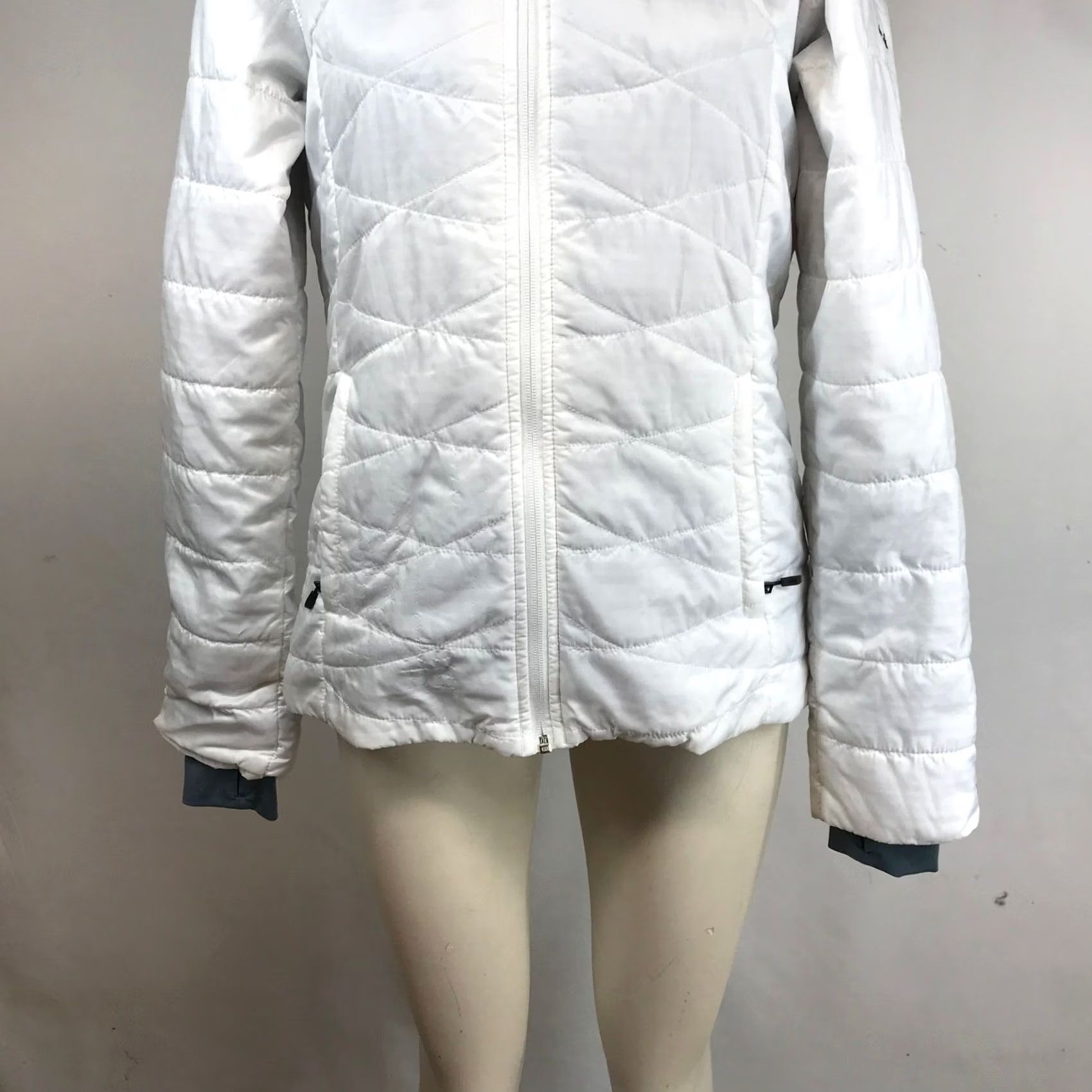 Vintage Columbia Puffer Jacket Womens Medium White Omni-Heat Quilted Full Zip Thermal Jacket Size M / US 6-8 / IT 42-44 - 3 Thumbnail