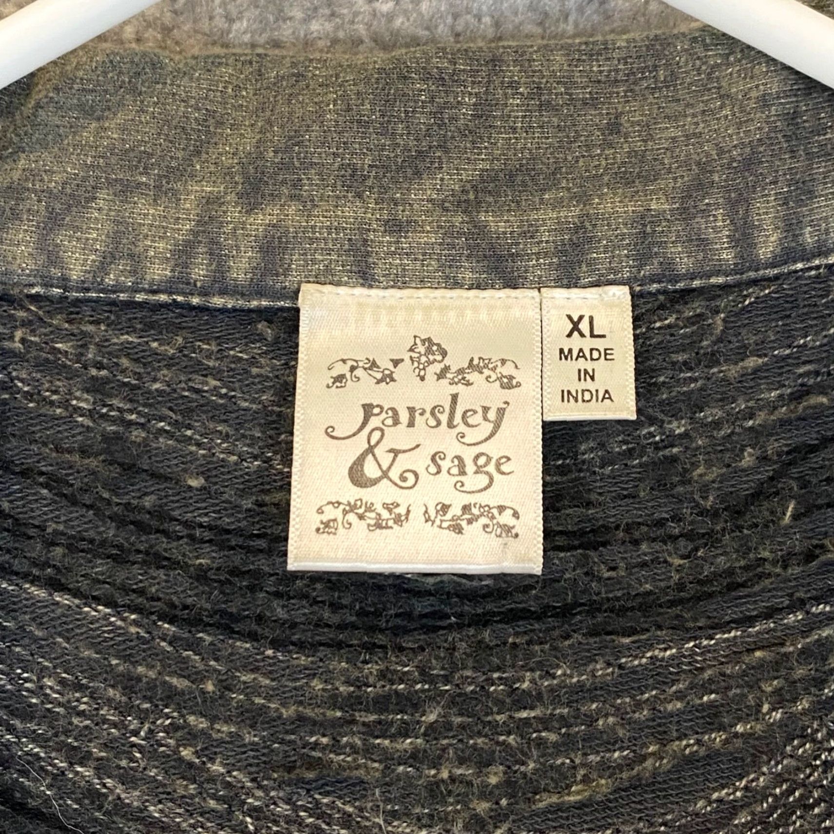 Vintage Parsley & Sage Top Women XL Gray Black Textured Open Front Button Collared Tunic Size XL / US 12-14 / IT 48-50 - 2 Thumbnail