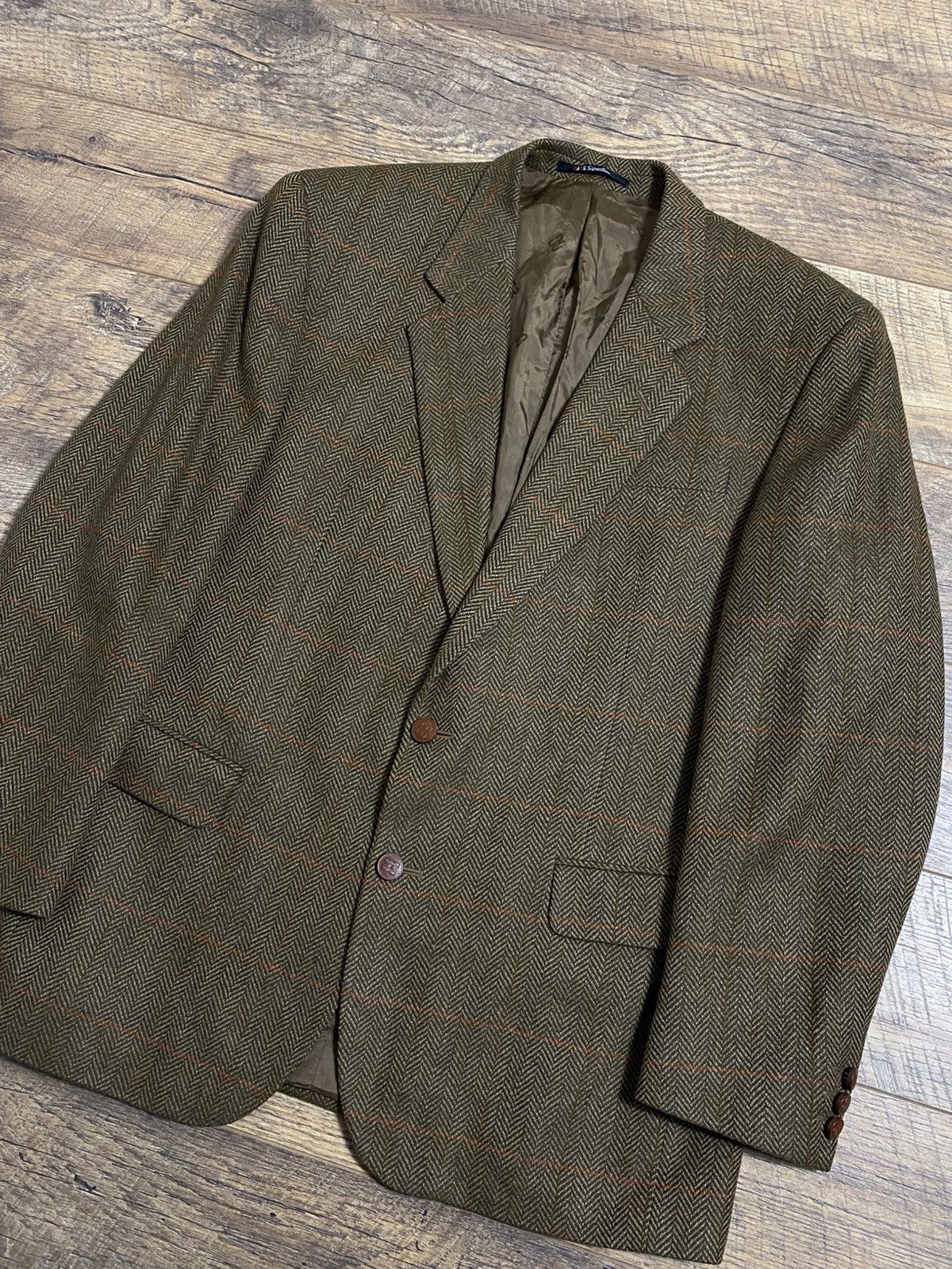 DAKS DAKS London Signature Tweed Wool Sport Coat Made in Britain Size 44L - 2 Thumbnail