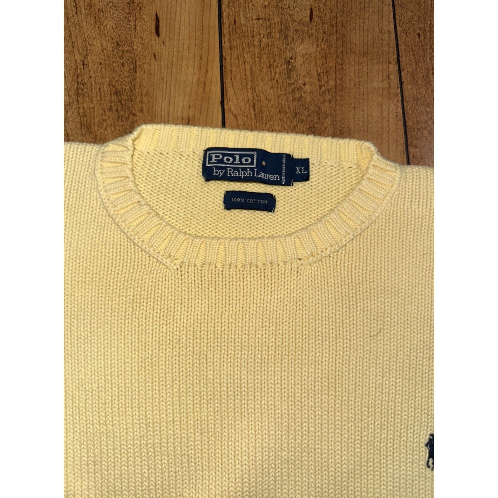 Ralph Lauren VINTAGE Polo Ralph Lauren Sweater Knit Yellow Pullover Crewneck Cotton Logo XL Men Size US XL / EU 56 / 4 - 4 Thumbnail