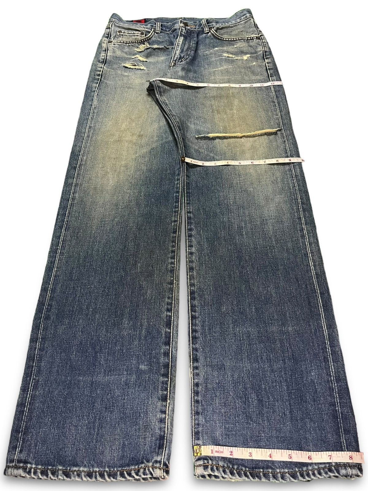 Edwin × Japanese Brand Vintage Japanese Edwin 503 Blue Wash Distressed Baggy Jeans Size US 32 / EU 48 - 13 Thumbnail