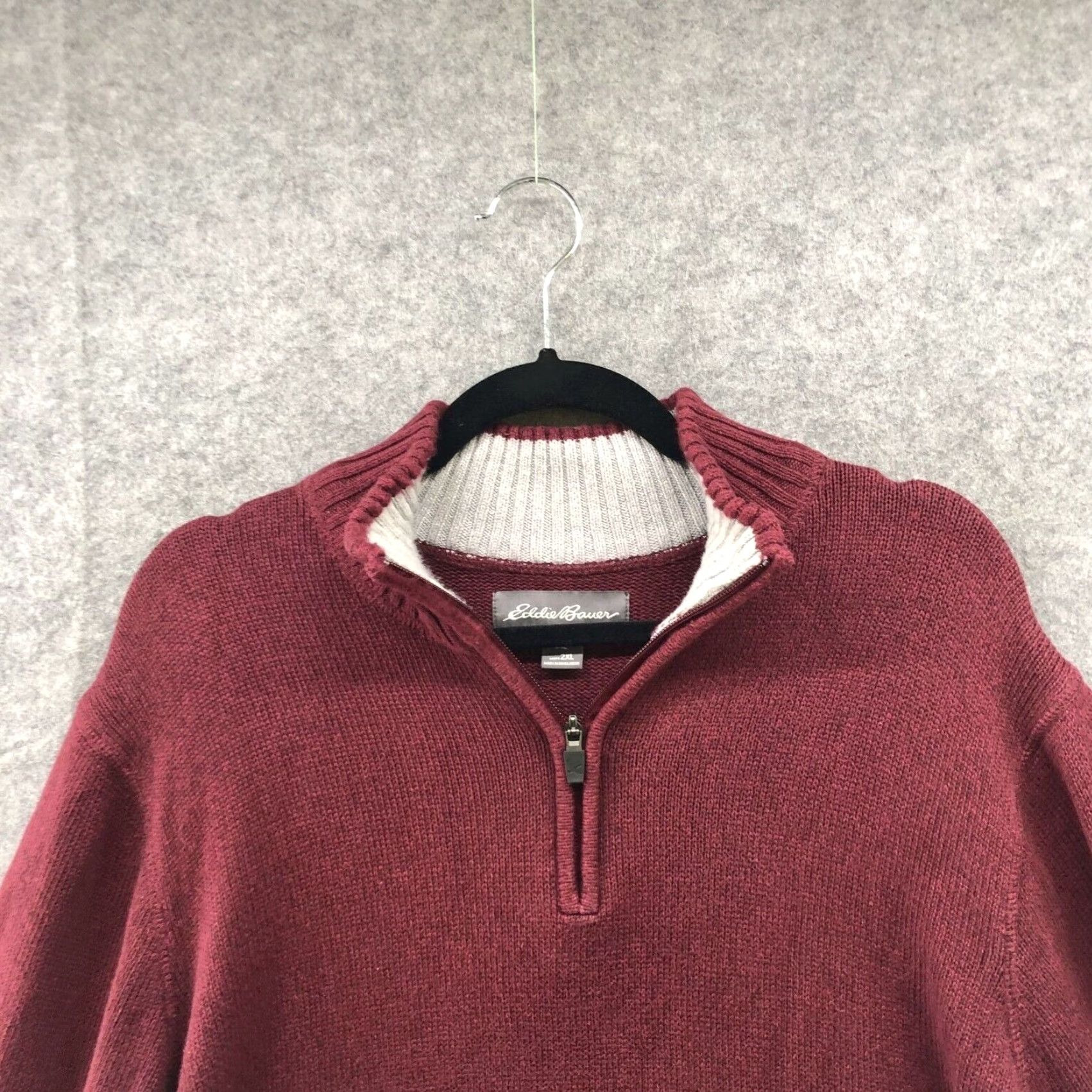 Eddie Bauer VINTAGE Eddie Bauer 1/4 Zip Sweater Mens 2XL Burgundy Wine Red Cotton Knit Pullover Size US XXL / EU 58 / 5 - 3 Thumbnail