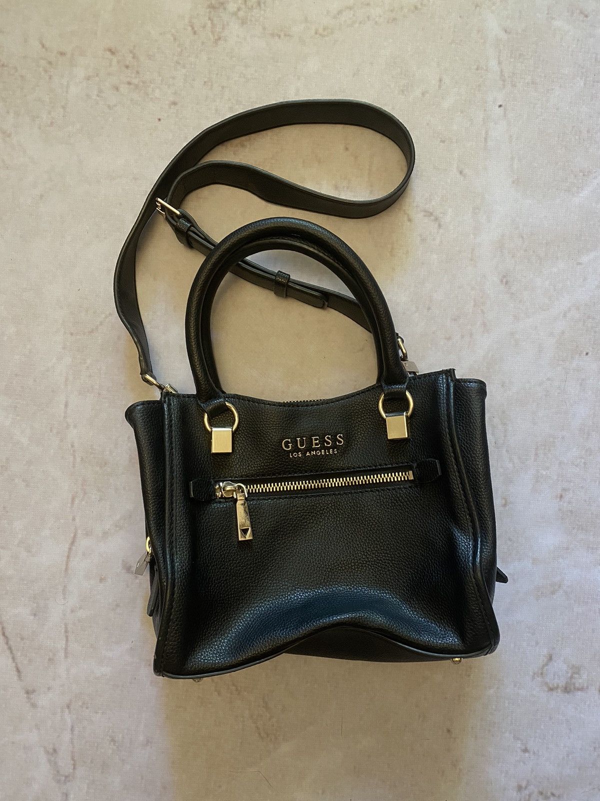 Vintage Guess black Leather Shoulder Bag Y2k Luxury Rare