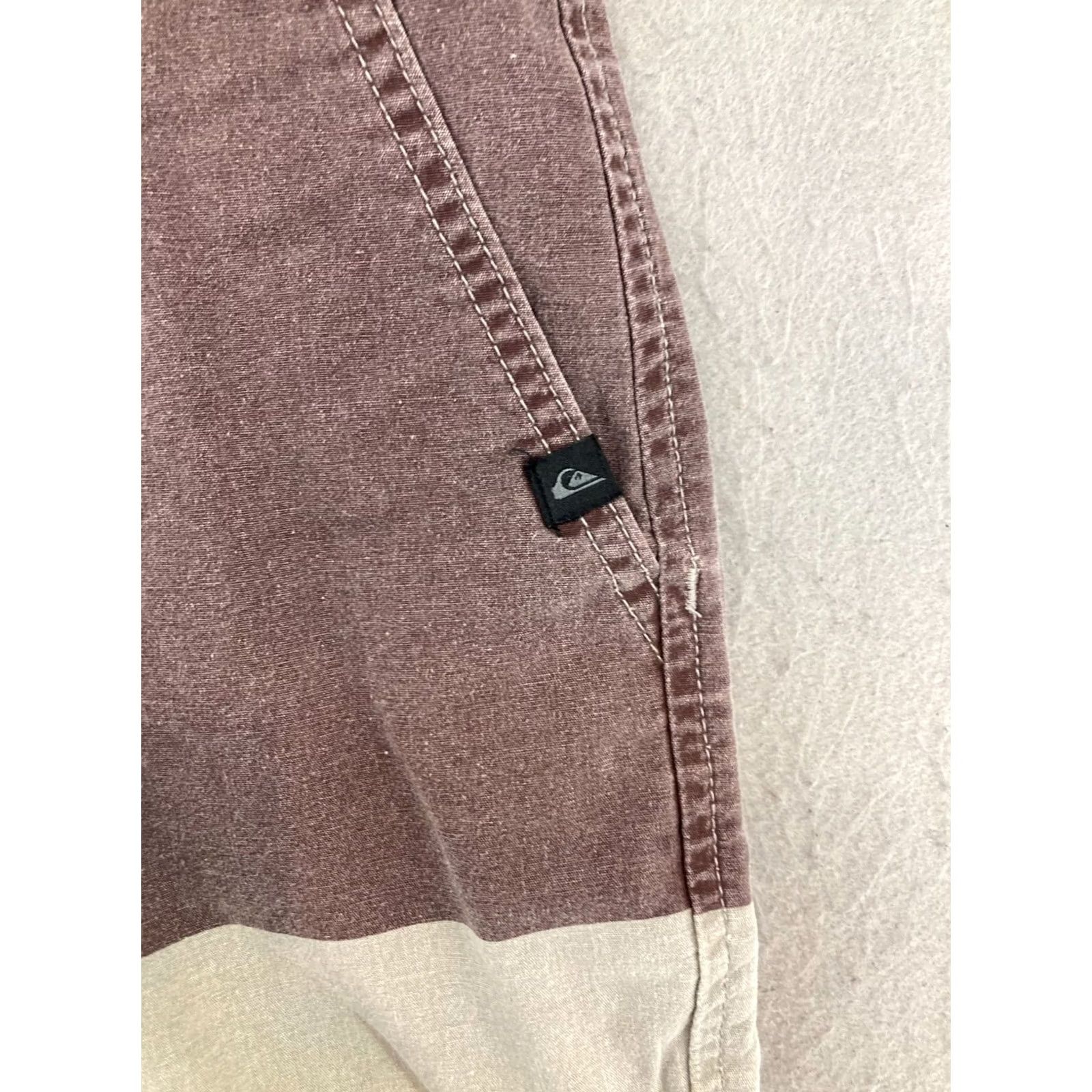 Quiksilver Quiksilver Mens Shorts Colorblock Brown 30 Canvas Cotton Quick Dry Pockets Beach 90s? Size US 30 / EU 46 - 6 Thumbnail