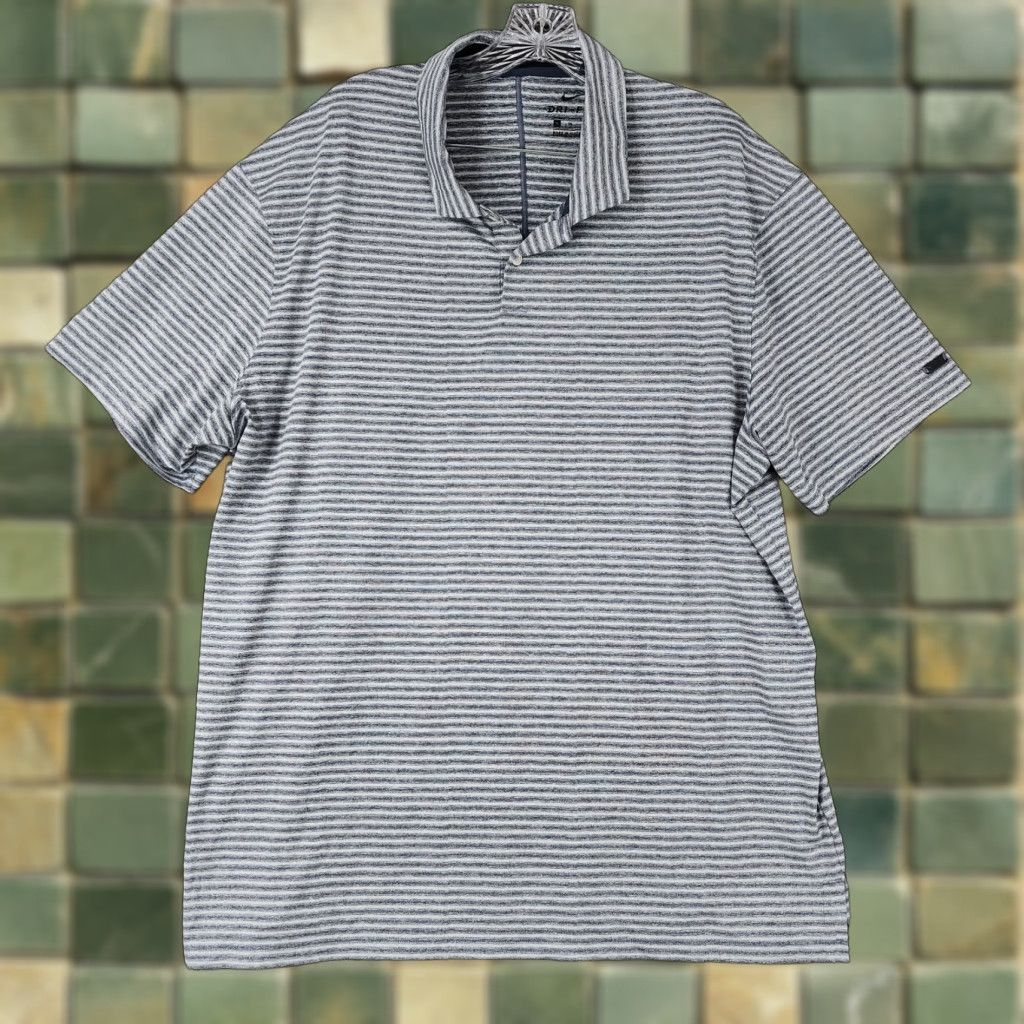 Nike NIKE DRI-FIT Striped Polo Shirt Blue White Short Sleeve Adult XL Mens Size US XL / EU 56 / 4 - 1 Thumbnail