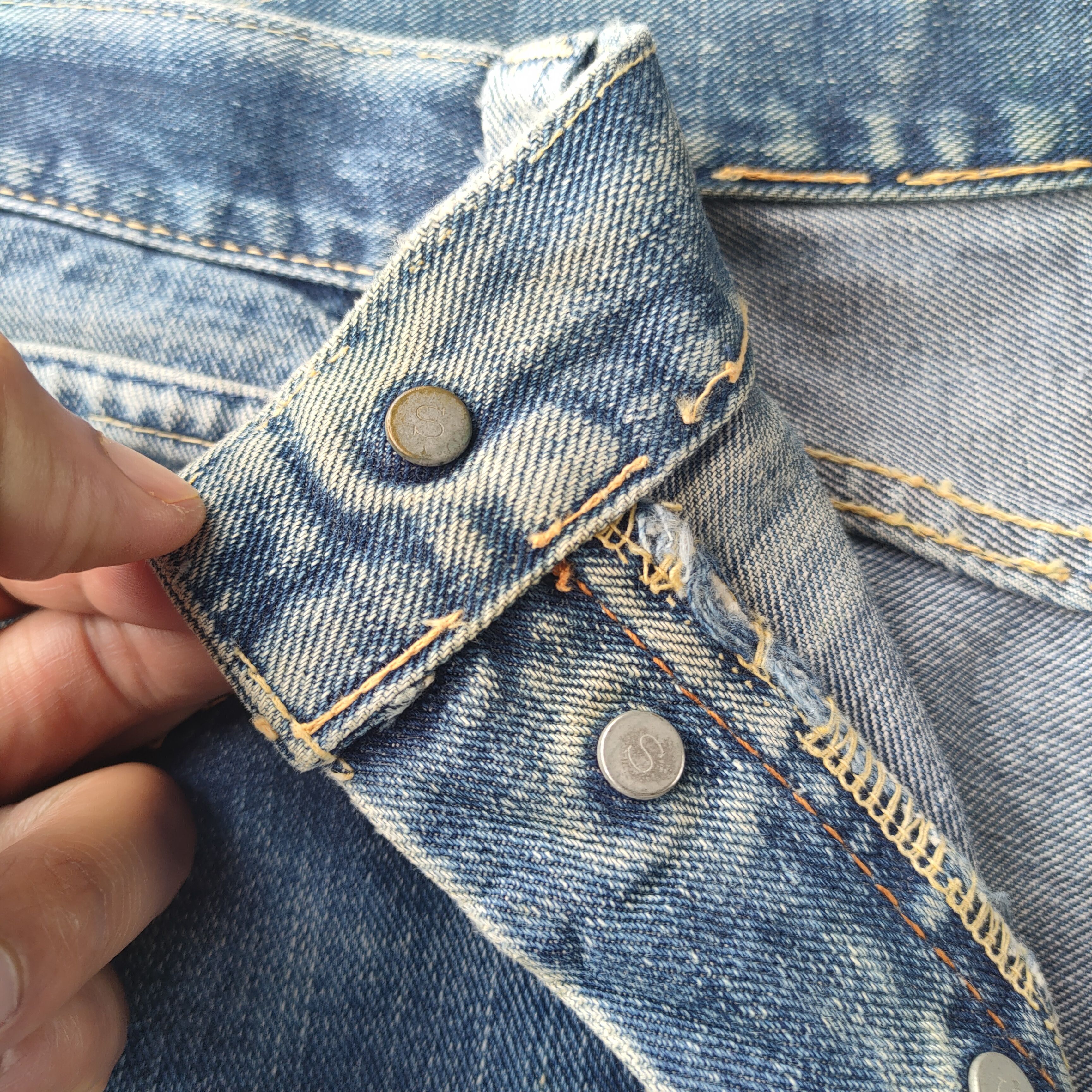 Union LA VINTAGE UNION MADE SELVEDGE FADED RIPPED JEANS DENIM PANTS Size US 34 / EU 50 - 10 Thumbnail