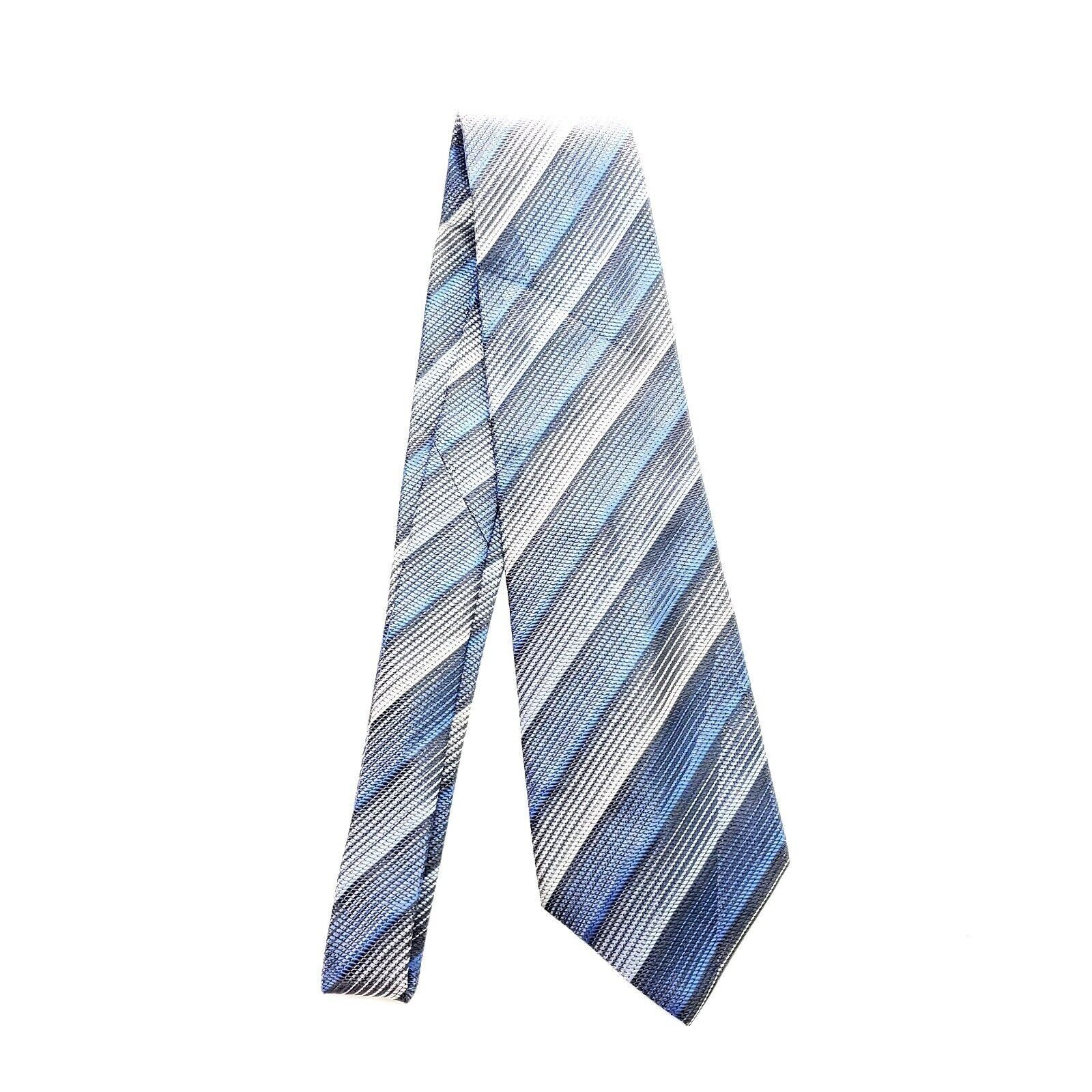 Stafford Stafford Silk Tie Woven Blue Gray Striped Wide Size ONE SIZE - 6 Thumbnail