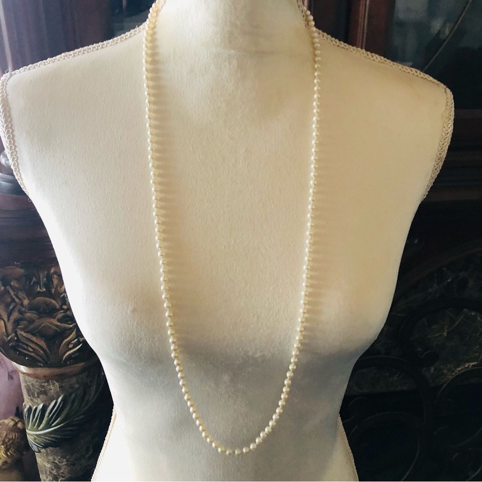 Vintage Vintage hand knotted cream glass pearl necklace Size ONE SIZE - 2 Thumbnail