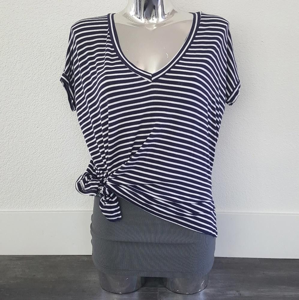 Designer Navy White Striped Melville Boxy Sleeve Size ONE SIZE - 1 Thumbnail