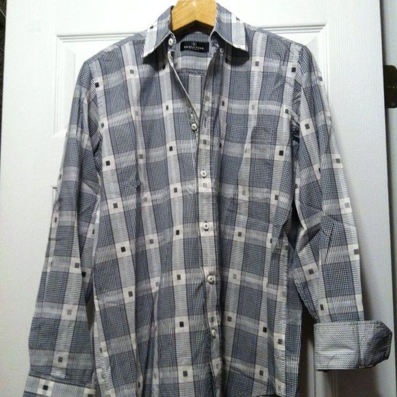 BUGATCHI BUGATCHI MENS PRE-OWNED GRAY 100%COTTON CASUAL SHIRT SIZE: S Size US S / EU 44-46 / 1 - 3 Thumbnail