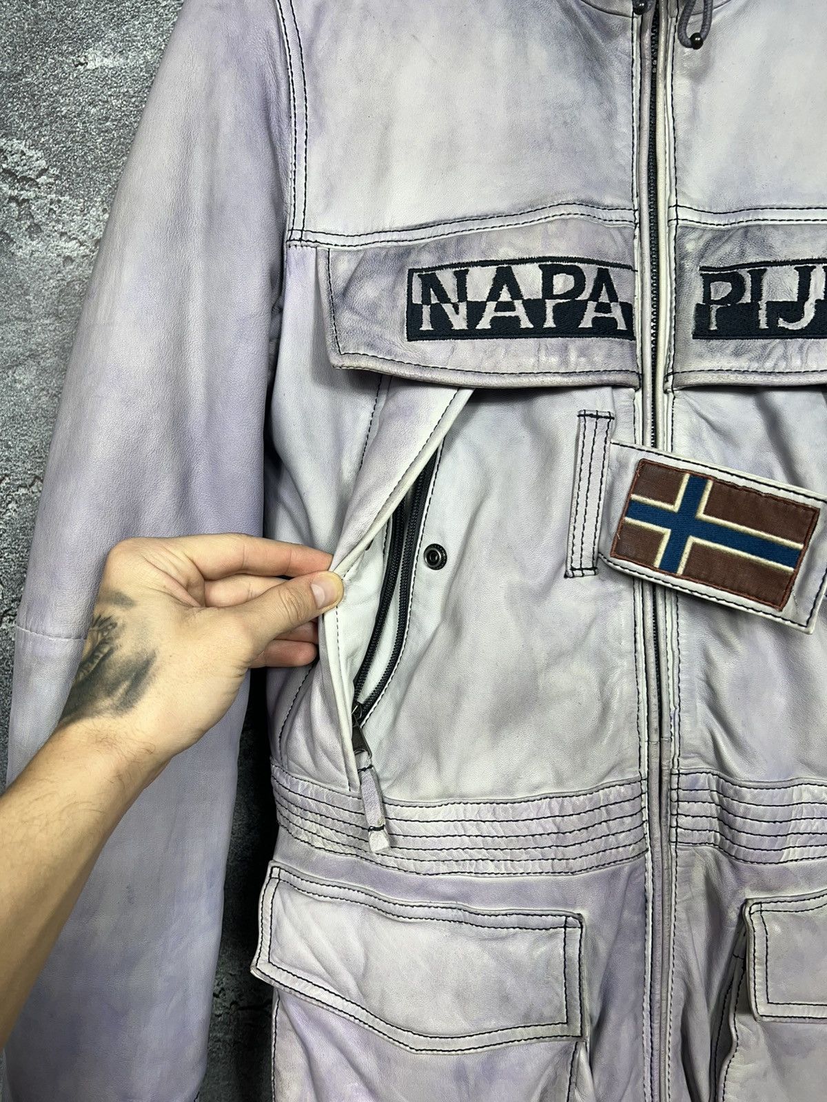 Napapijri Rare Napapijri 100% Leather Down Jacket Parka Size S Size S / US 4 / IT 40 - 7 Thumbnail