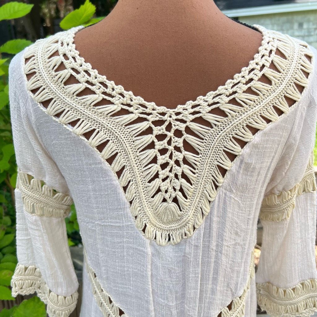 Other Active USA Boho Crochet Peasant Top Ibiza Festival Beach Cover Up, S/M Size S / US 4 / IT 40 - 8 Thumbnail