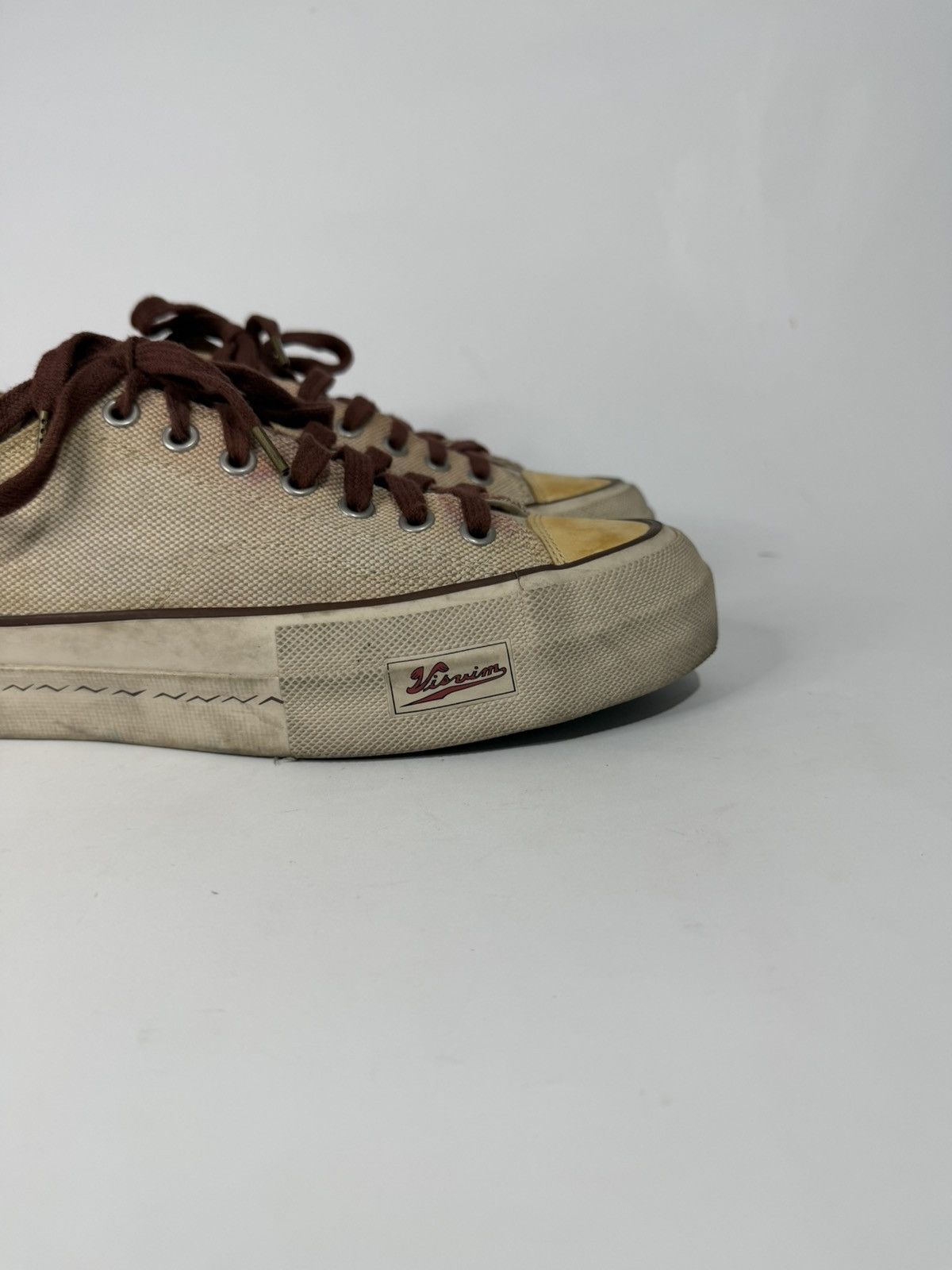 Visvim Visvim - Skagway Lo Leather Trimmed Canvas Sneakers Neutrals Size US 9 / EU 42 - 4 Thumbnail