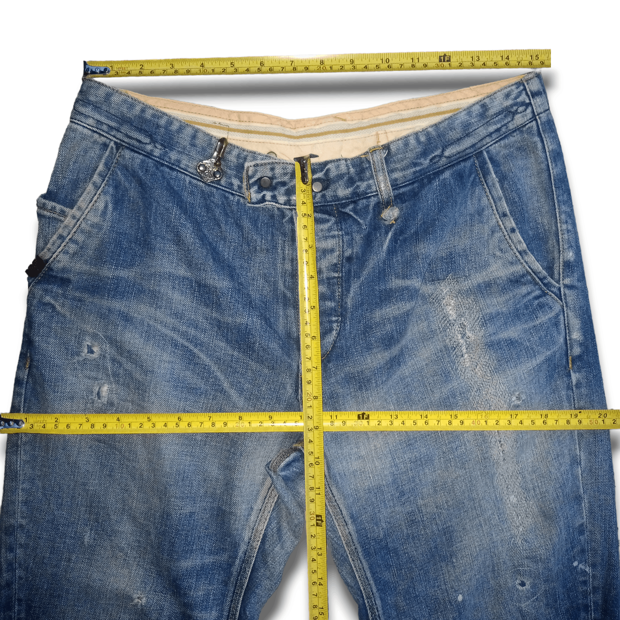 Japanese Brand Vintage Japanese Brand Buckle Back Distressed Curve Jeans Size US 31 - 8 Thumbnail