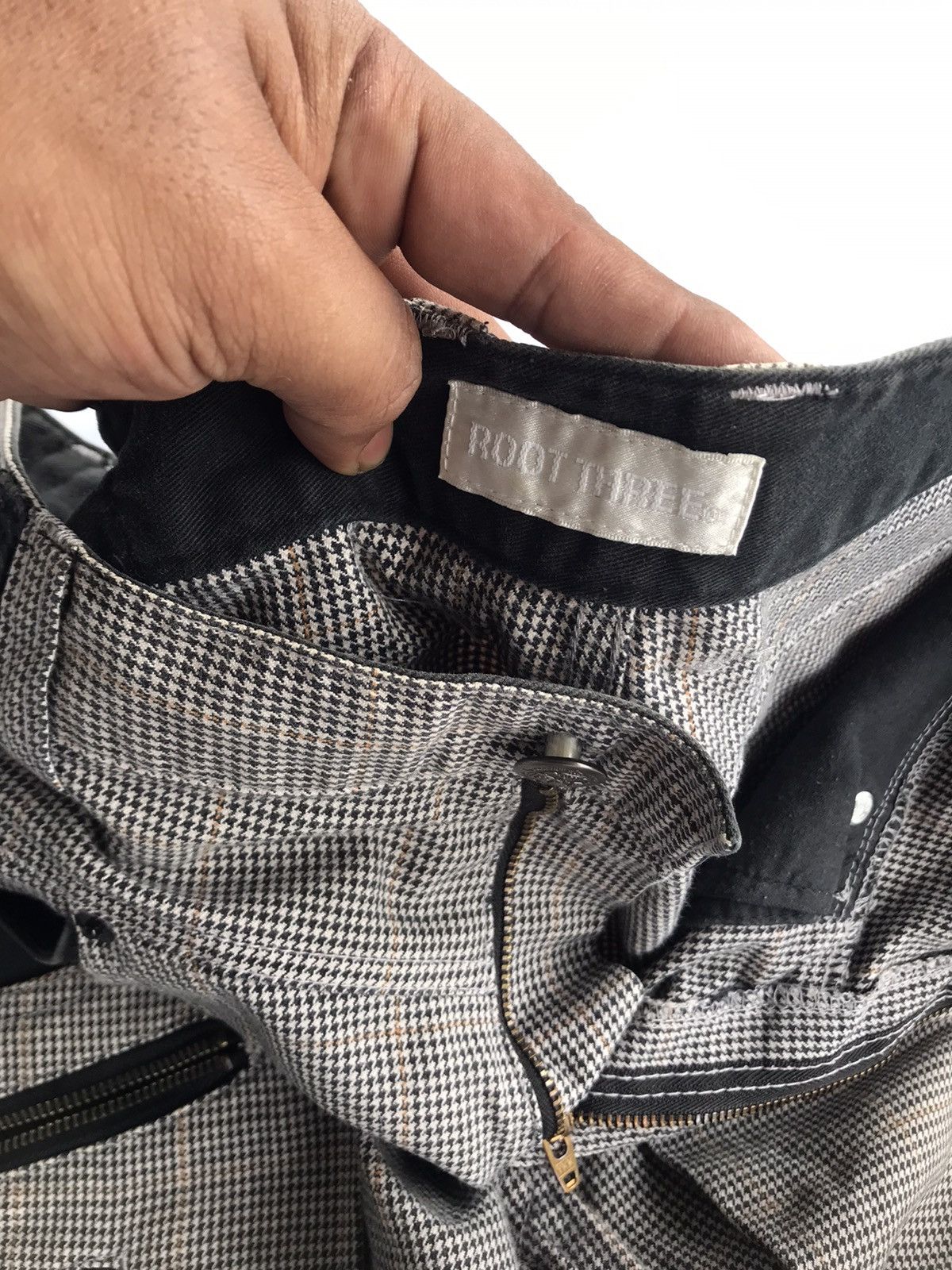 Japanese Brand Root Three Checkered Pants with Multi Pocket Zipper Details Size US 32 / EU 48 - 4 Thumbnail