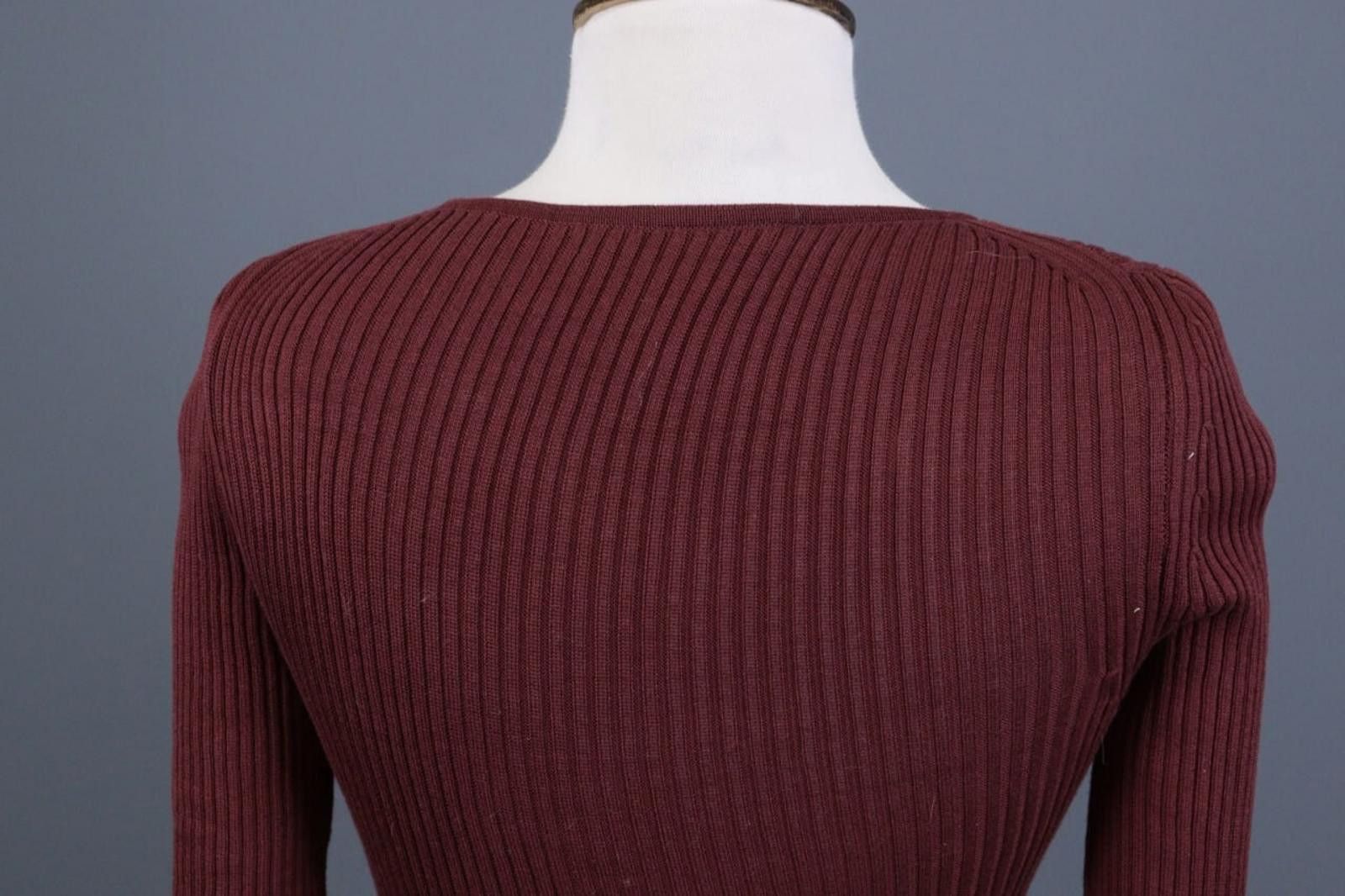 Designer Peruvian Connection Burgundy Ribbed Top Shirt Size S Size S / US 4 / IT 40 - 7 Thumbnail