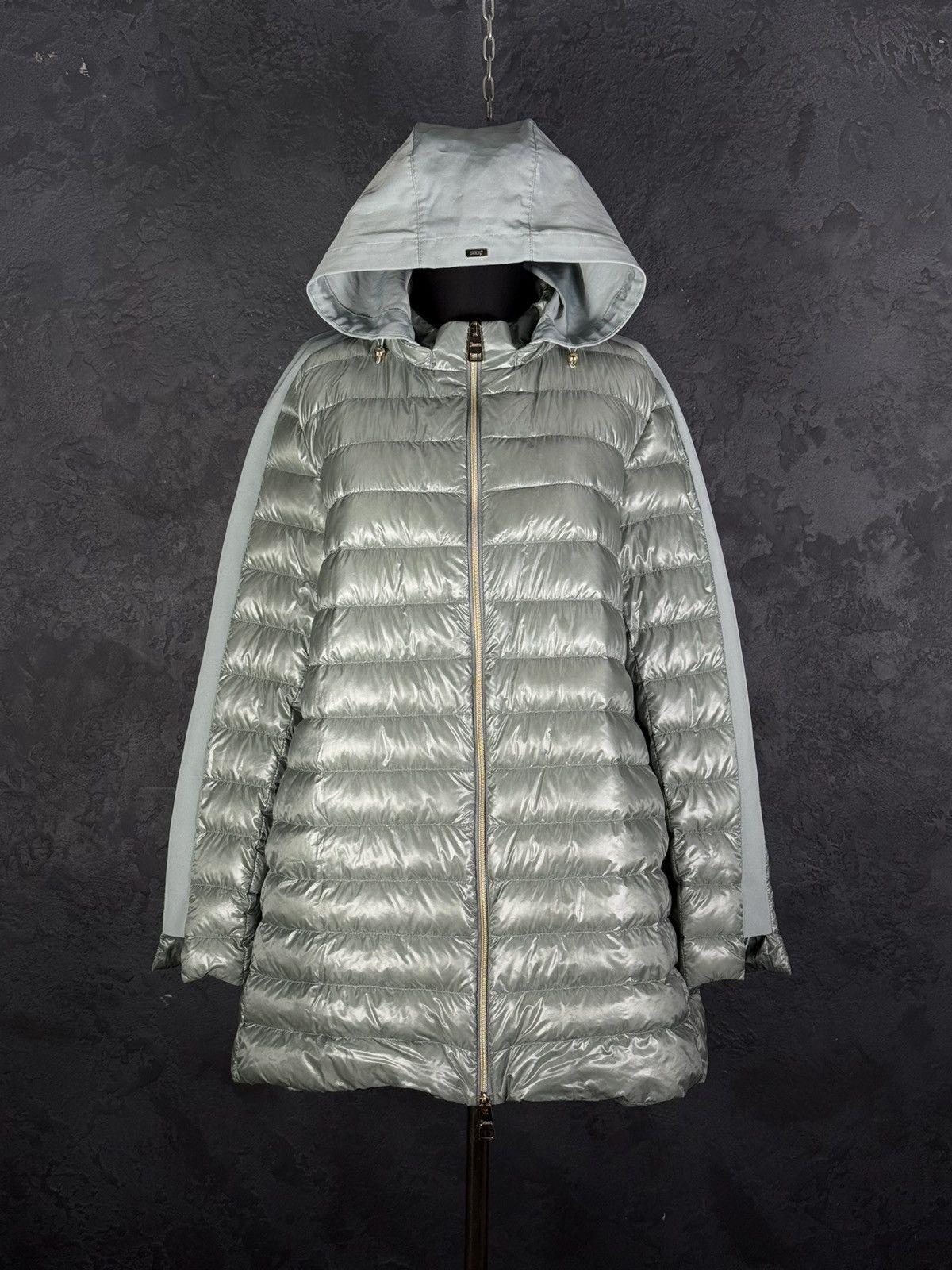 Herno Herno Women’s Long Down Puffer Jacket Hooded Silver Gray Size XXL / US 16-18 / IT 52-54 - 1 Thumbnail
