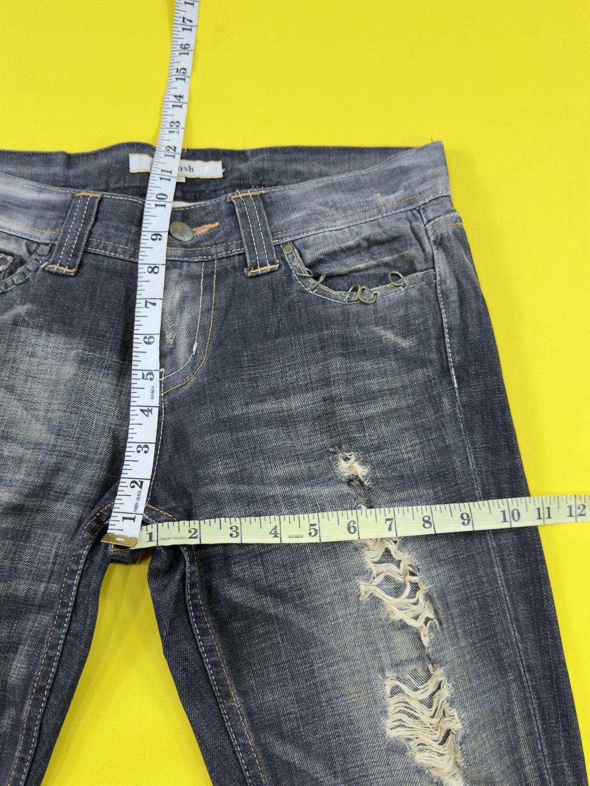 Japanese Brand Tornado mart style VAROSH distressed flare jeans Size US 33 - 12 Thumbnail