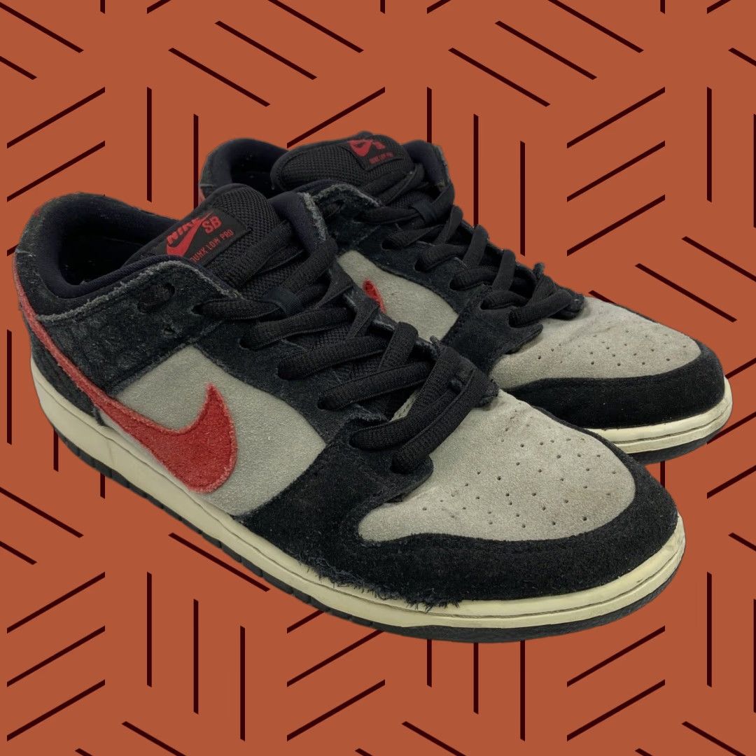 Nike NIKE SB DUNK LOW PREMIUM PAUL RODRIGUEZ SKATE SNEAKER BLACK GRAY RED MEN'S SIZE 11.5 Size US 12 / EU 45 - 1 Thumbnail