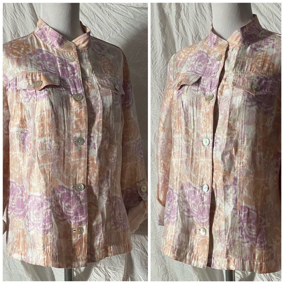 Vintage Ruby Rd., Vintage, Pastel, Rose Print, Lightweight Jacket Size S / US 4 / IT 40 - 10 Thumbnail