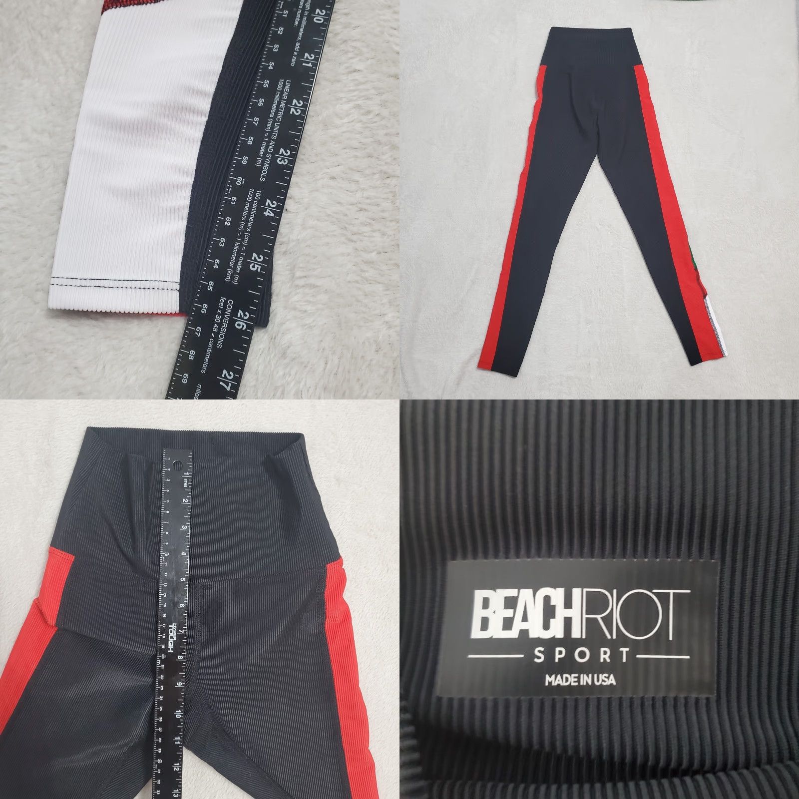 Beach Riot BEACH RIOT SPORT Bra Top & Leggings Set XS Black Colorblock Ribbed Made USA Size XS / US 0-2 / IT 36-38 - 8 Thumbnail