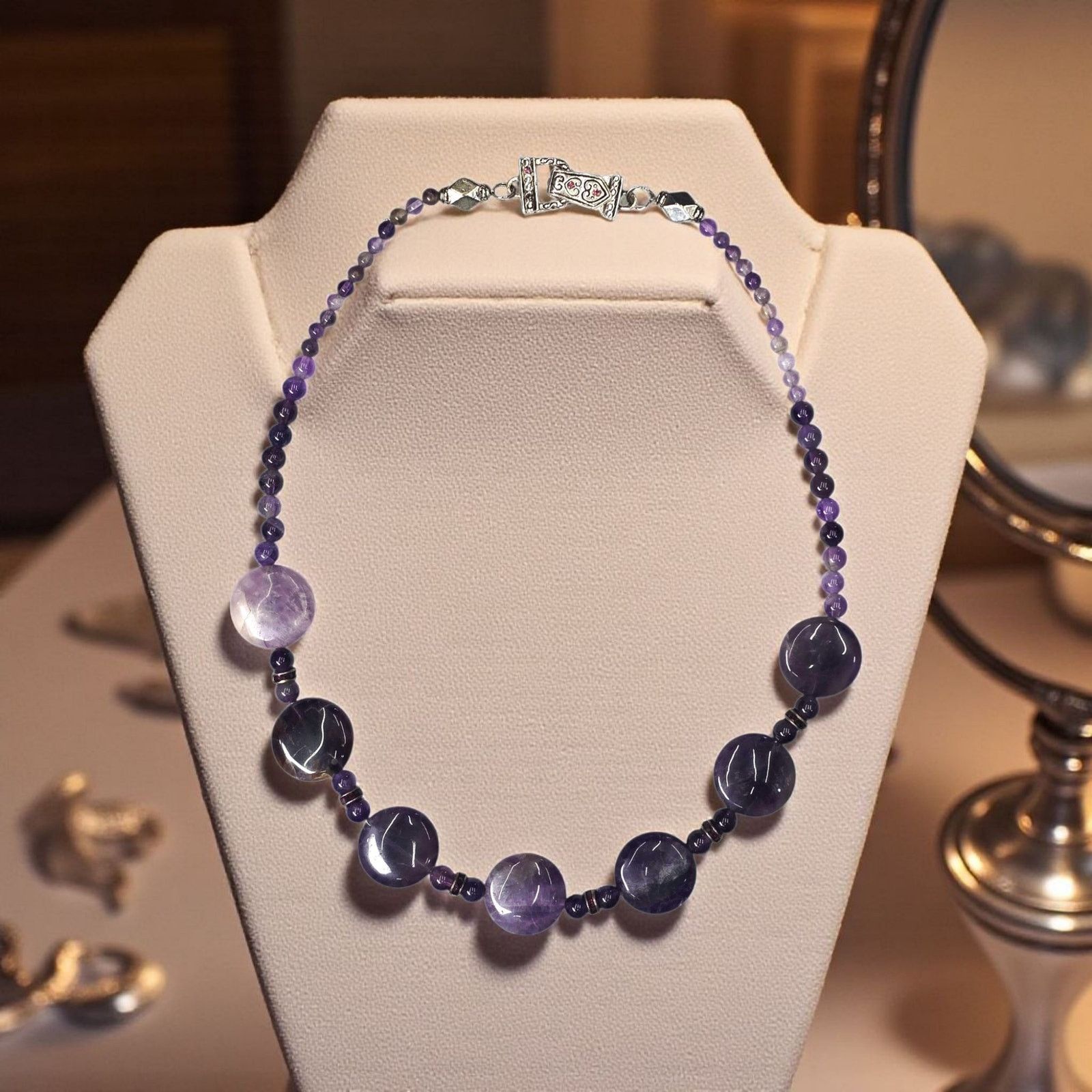 Other Amethyst Beaded Necklace w/ Magnetic Clasp Size ONE SIZE - 8 Thumbnail