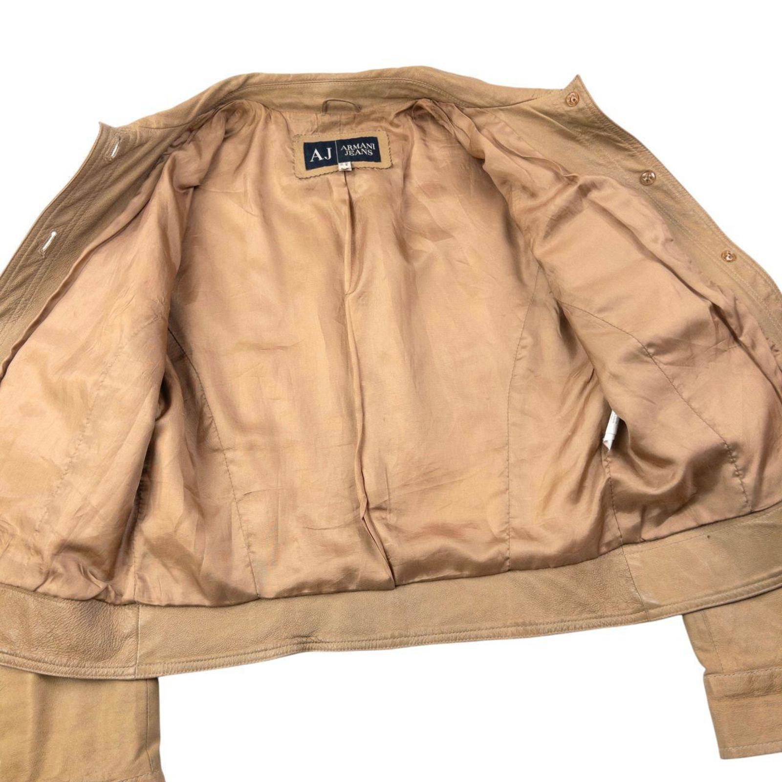 Other Vintage 2000s Armani Jeans Button Up Leather Jacket Size M Size L / US 10 / IT 46 - 4 Thumbnail