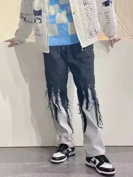 Other Men's Retro Embroidery Flame Jeans Size US 32 / EU 48 - 1 Thumbnail