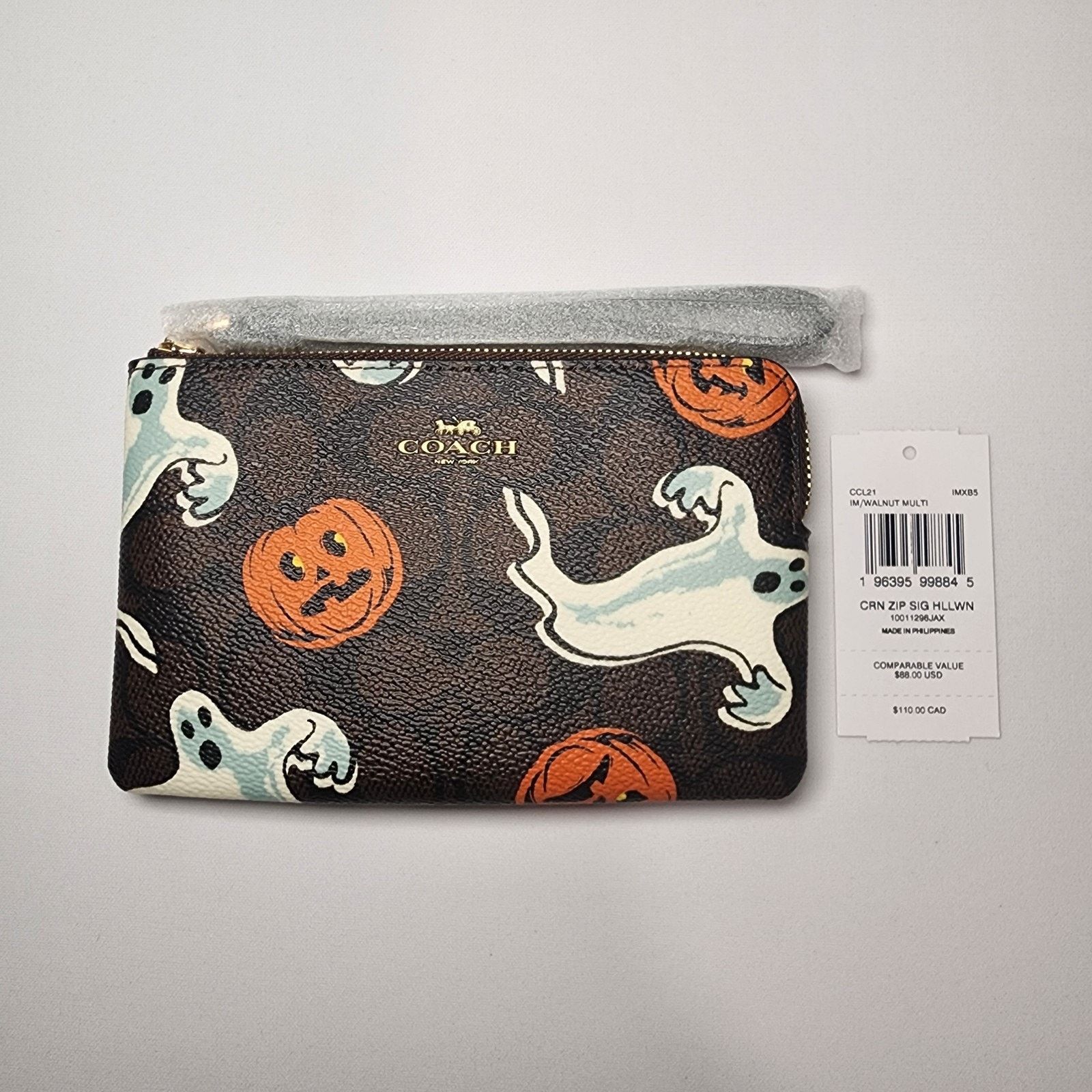 Coach CCL21 Corner Zip Wristlet Halloween Ghost Pumpkin