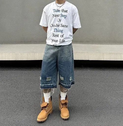 Jean Kahori x Fujii Distressed Baggy Denim Shorts, Ripped Shorts Size US 31 - 2 Thumbnail