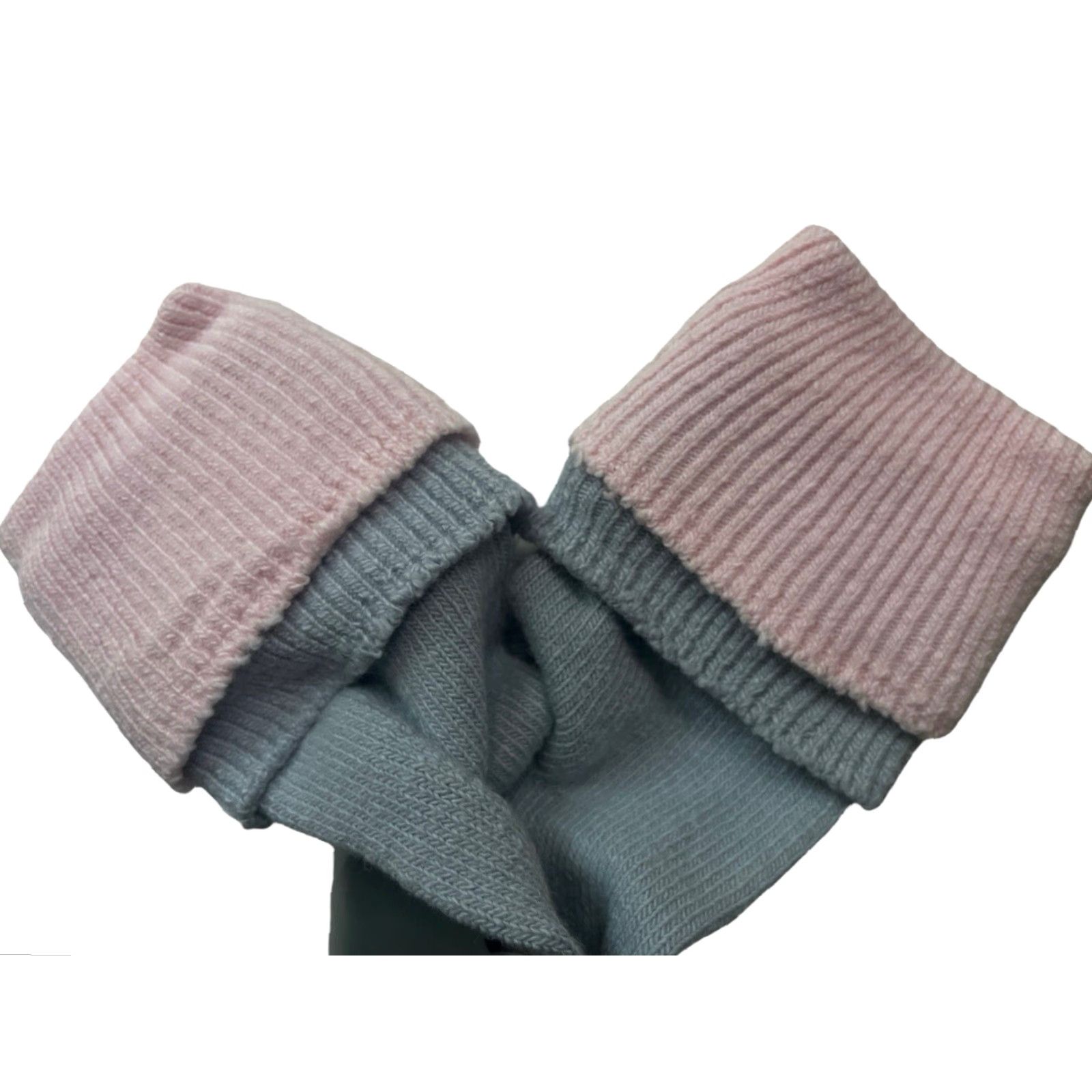 Doublet VINTAGE Nelson Socks Women's 9-11 Crew 80s NIP NOS Grey Pink Double Cuff Size ONE SIZE - 6 Thumbnail