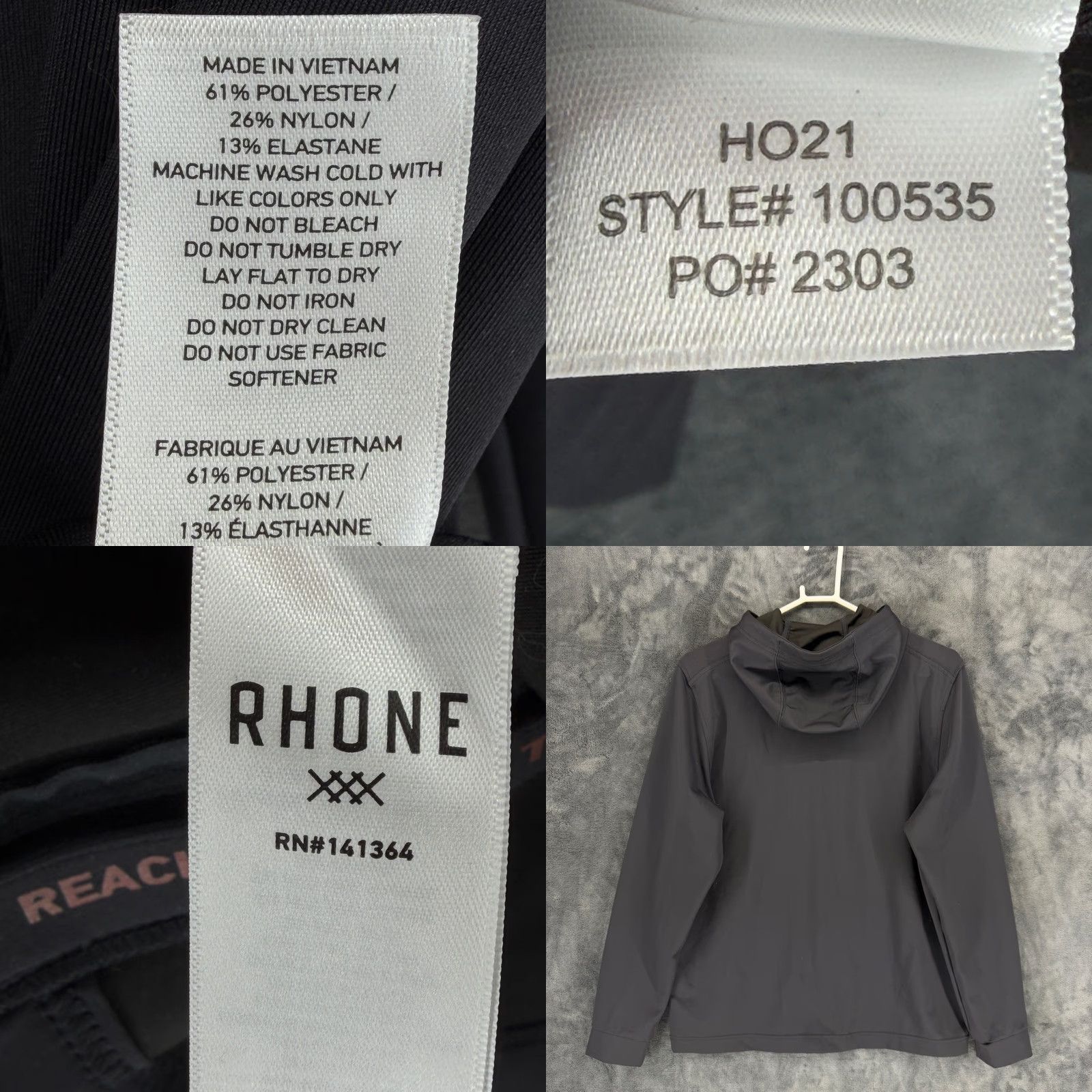 Rhone Rhone Reign Full Zip Hoodie Mens L Black Activewear Jacket 100535 HO21 Size US L / EU 52-54 / 3 - 8 Thumbnail