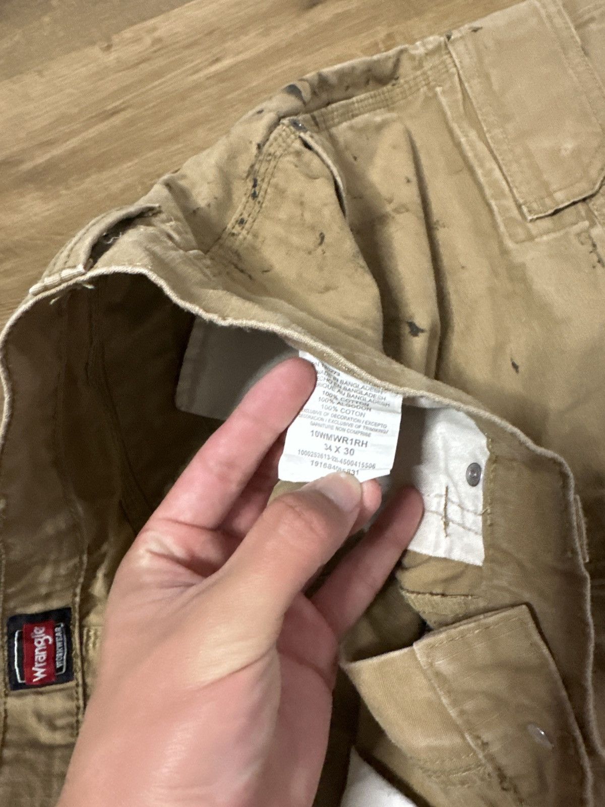 Carhartt × Vintage × Wrangler Vintage 90s thrashed Brown Wrangler Carpenter Jeans Size US 34 / EU 50 - 4 Thumbnail