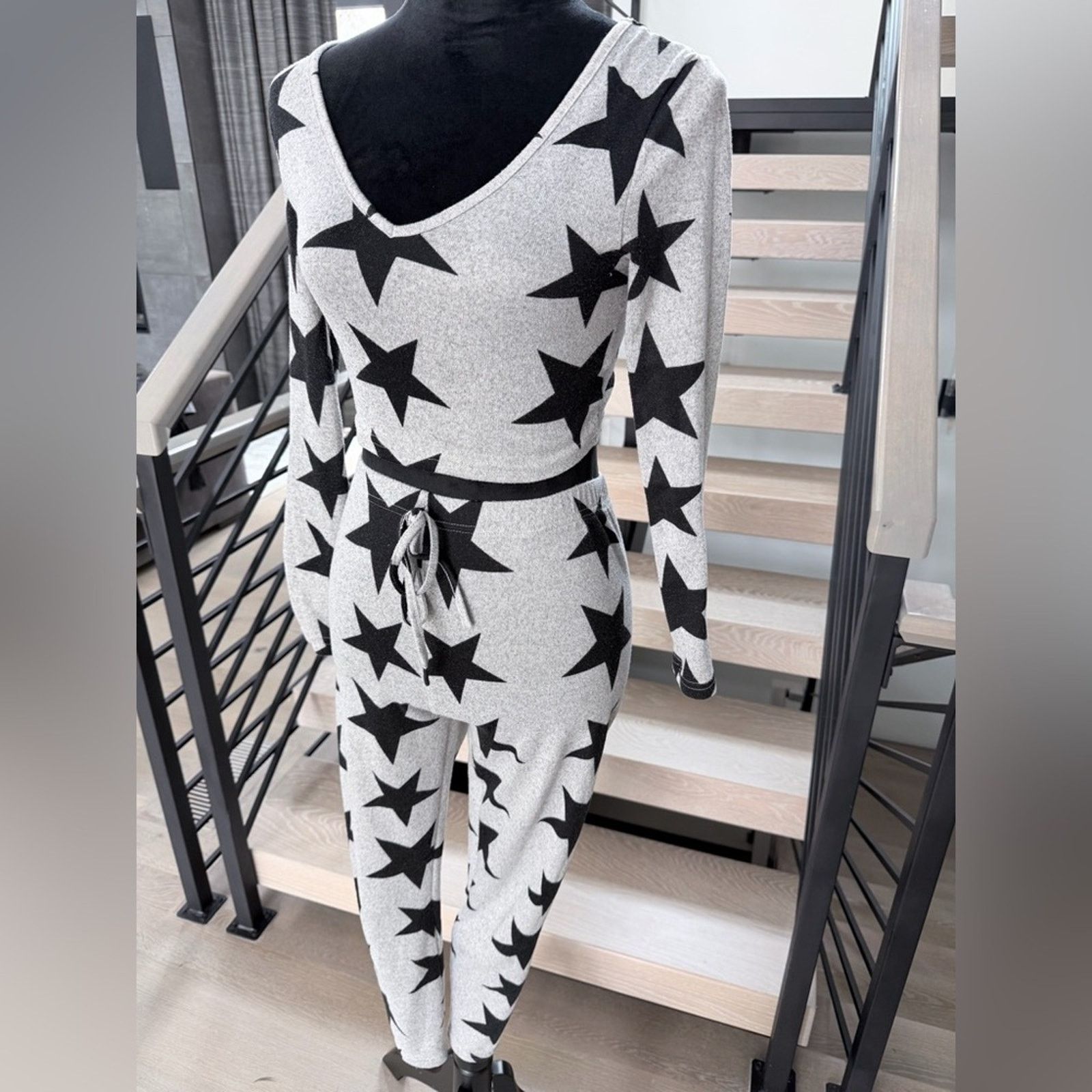 Other New Y2K Grey Black Star Patterned Matching piece w Leggings Size 26" / US 2 / IT 38 - 3 Thumbnail