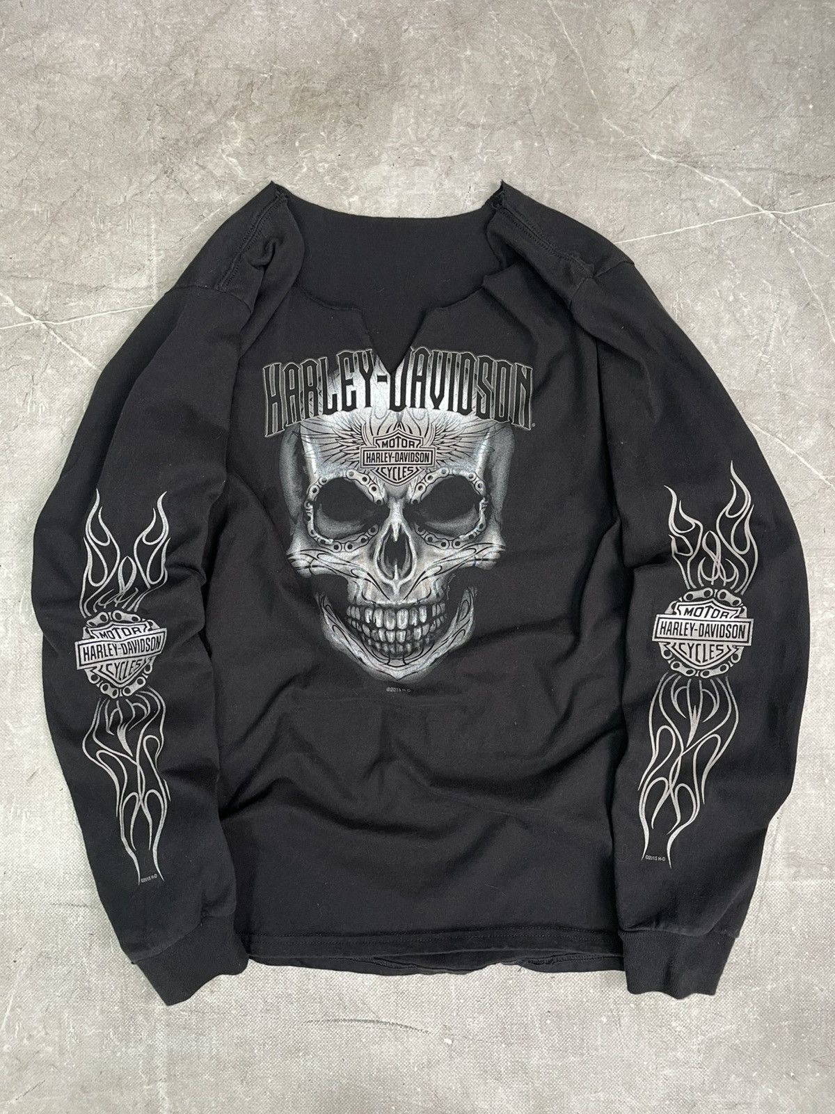 Harley Davidson Harley Davidson Skull Longsleeve Grunge Punk Style Size US M / EU 48-50 / 2 - 1 Thumbnail