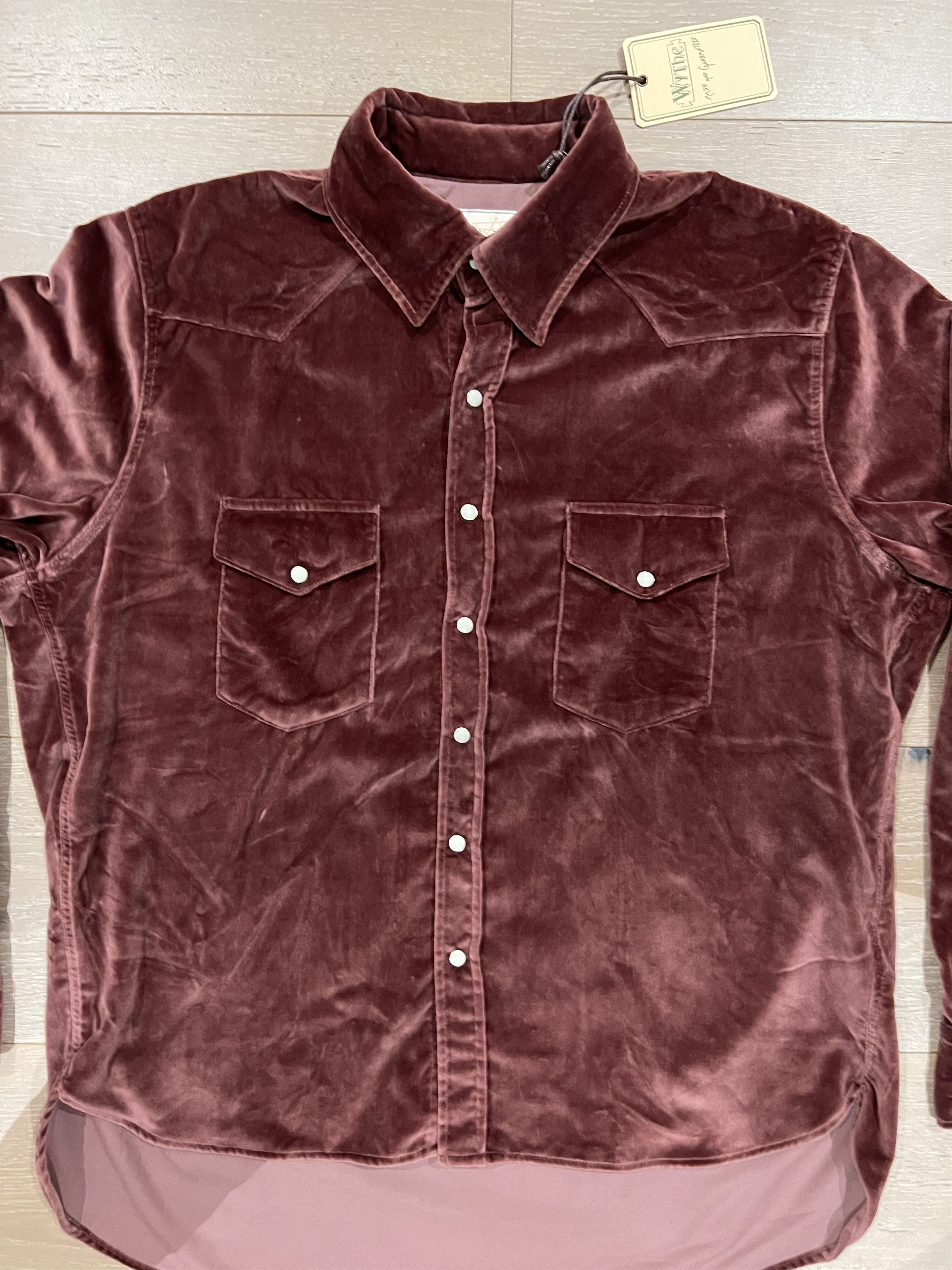 WYTHE 💚 Wythe Velvet Pearlsnap Shirt Plum Large NEW Size US L / EU 52-54 / 3 - 7 Thumbnail