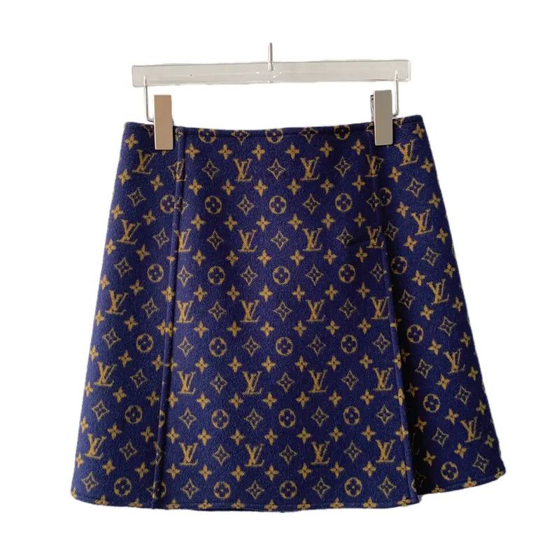 Louis Vuitton Louis Vuitton Women's Navy Wool Skirt 0089 Size 23" - 1 Thumbnail