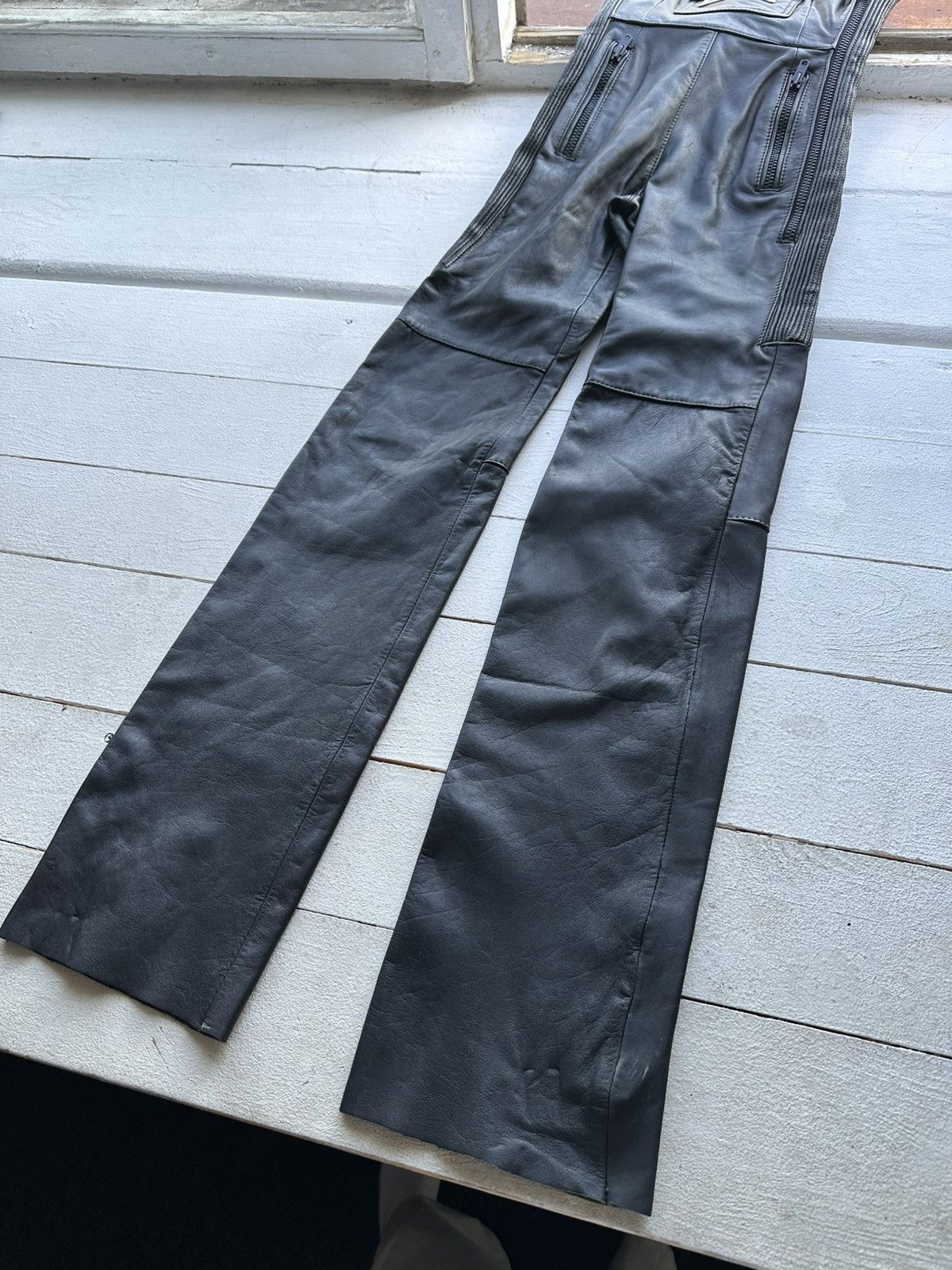 Leather IXS🚨BLACK LEATHER Racing Team Jumpsuit/Coverall LIKE yamaha Size 24" / US 00 / IT 34 - 7 Thumbnail