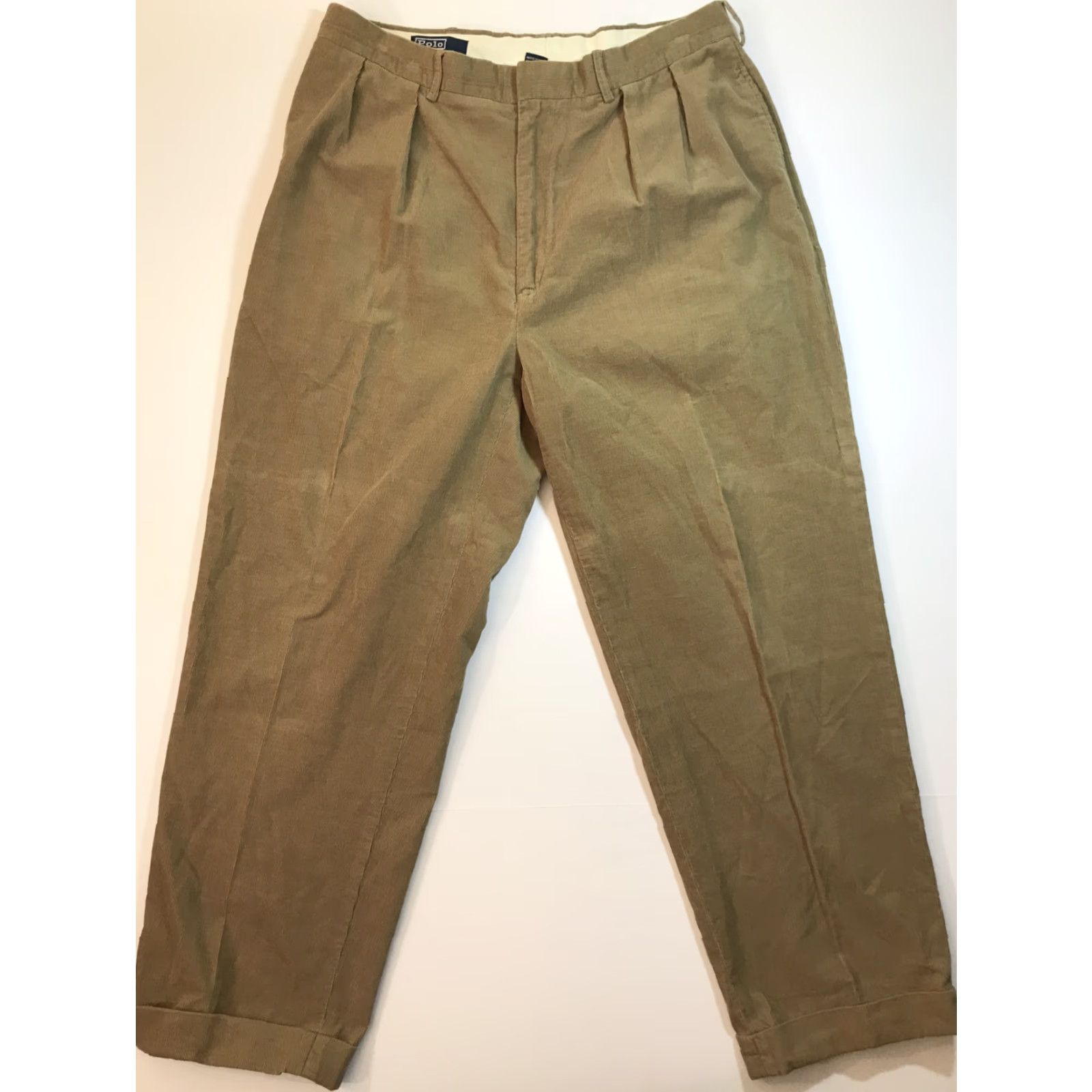 Polo Ralph Lauren VINTAGE Polo Ralph Lauren Pants Corduroy Mens 36x30 Beige 90s Cuffed Chino Regular Fit Mens Size US M / EU 48-50 / 2 - 4 Thumbnail