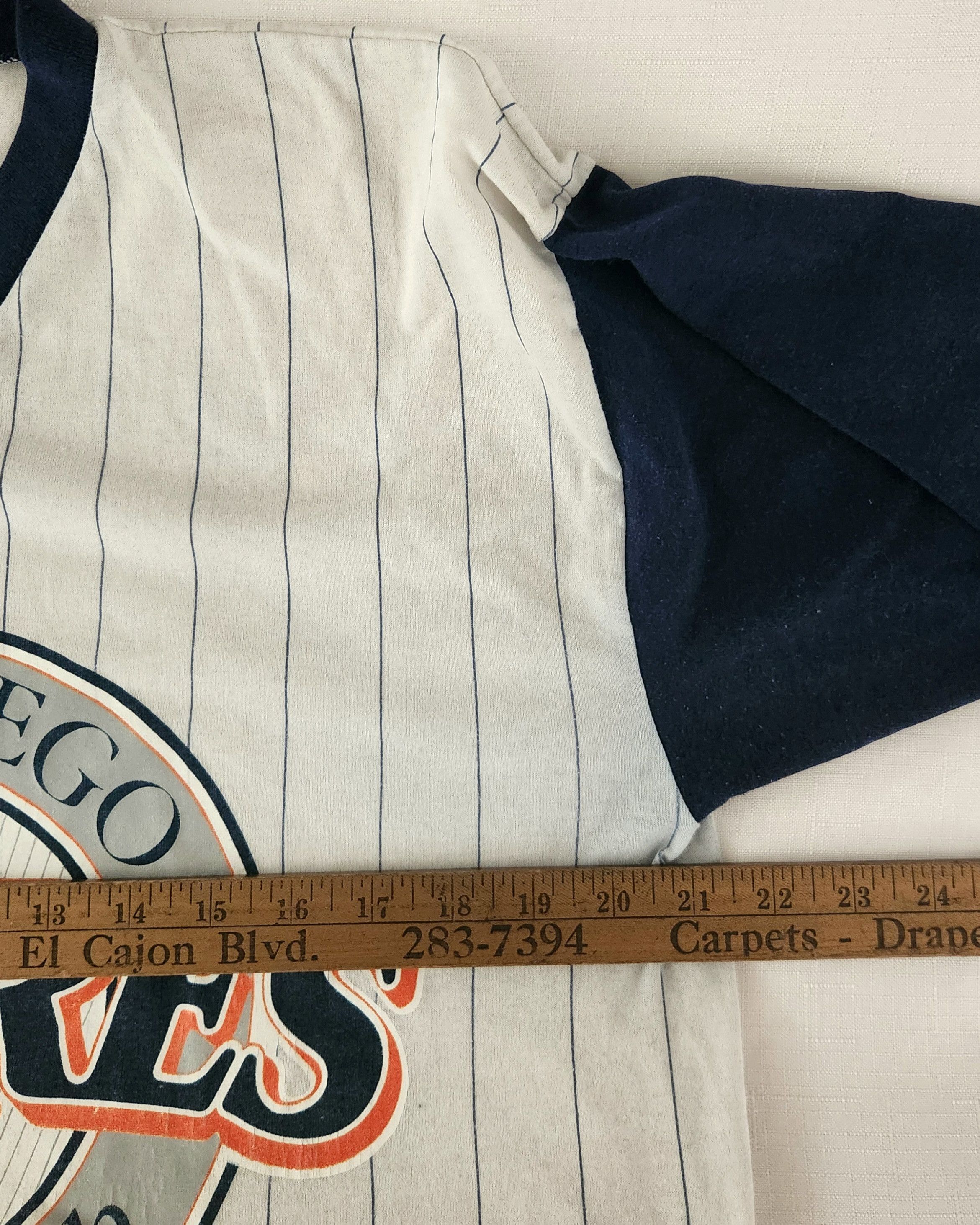 MLB × Vintage Vintage 1991 San Diego Padres Pinstripe V-neck jersey shirt Size US M / EU 48-50 / 2 - 9 Thumbnail