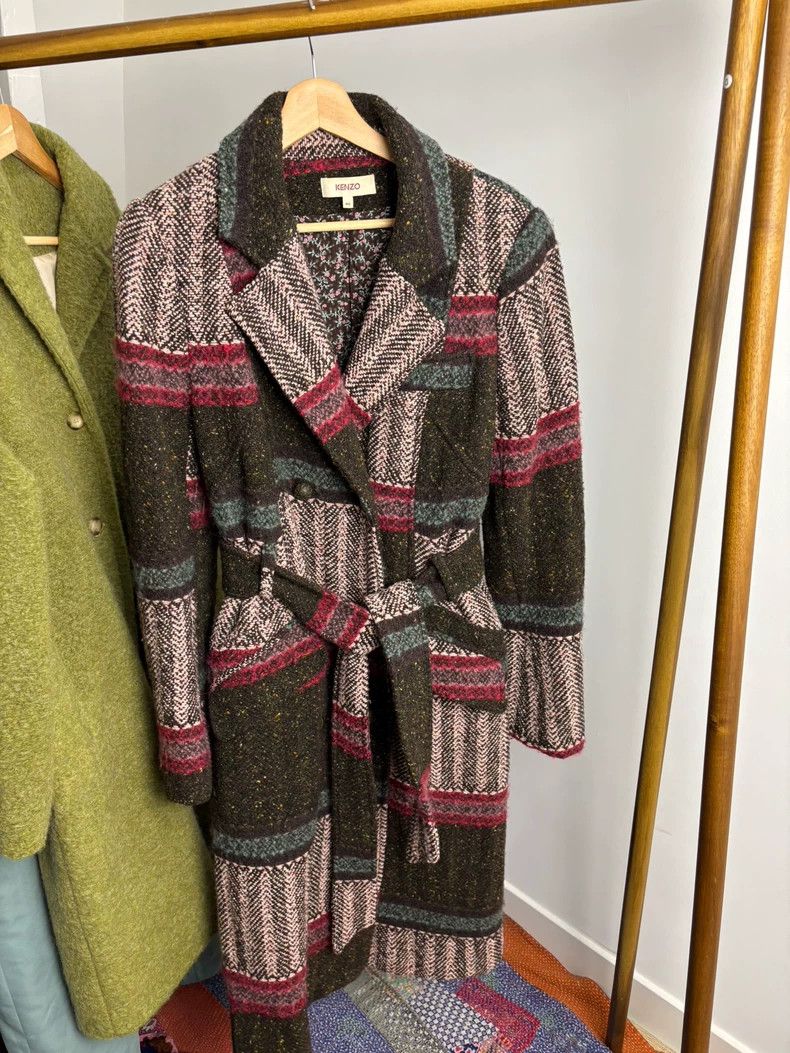 Kenzo KENZO Leather wool patchwork double row collar coat Size S / US 4 / IT 40 - 2 Thumbnail
