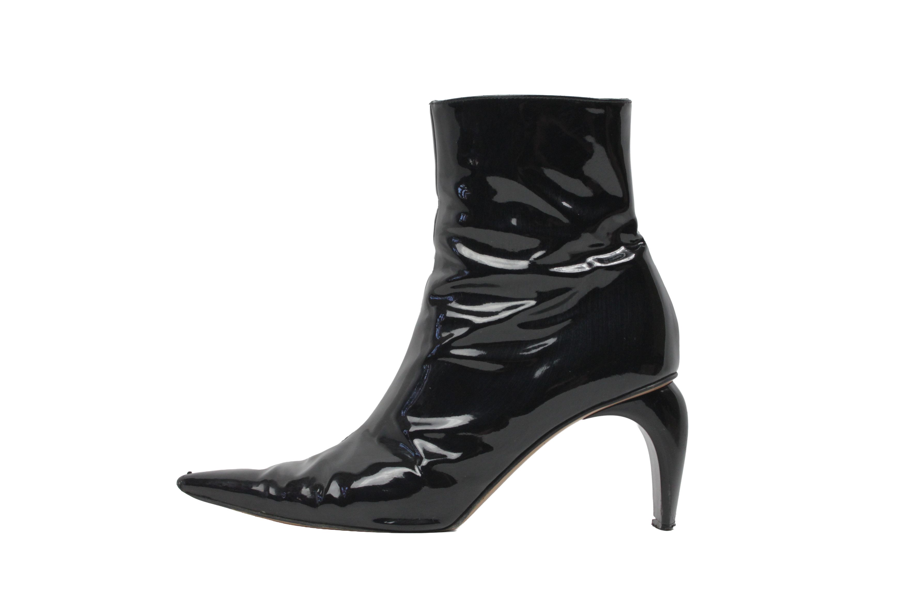 Misbhv Slicer Distressed Point Toe Patent Vinyl Ankle Boots Size US 9 / IT 39 - 2 Thumbnail