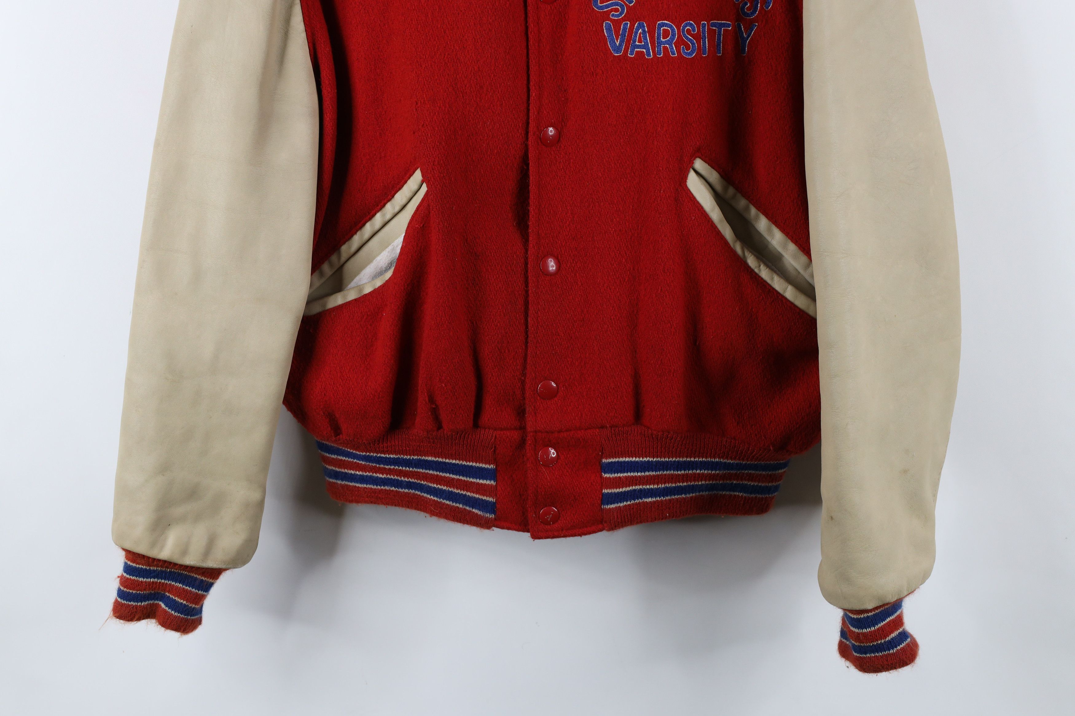 Vintage Vintage 90s Wool Leather St Francis Football Varsity Jacket Size US L / EU 52-54 / 3 - 3 Thumbnail